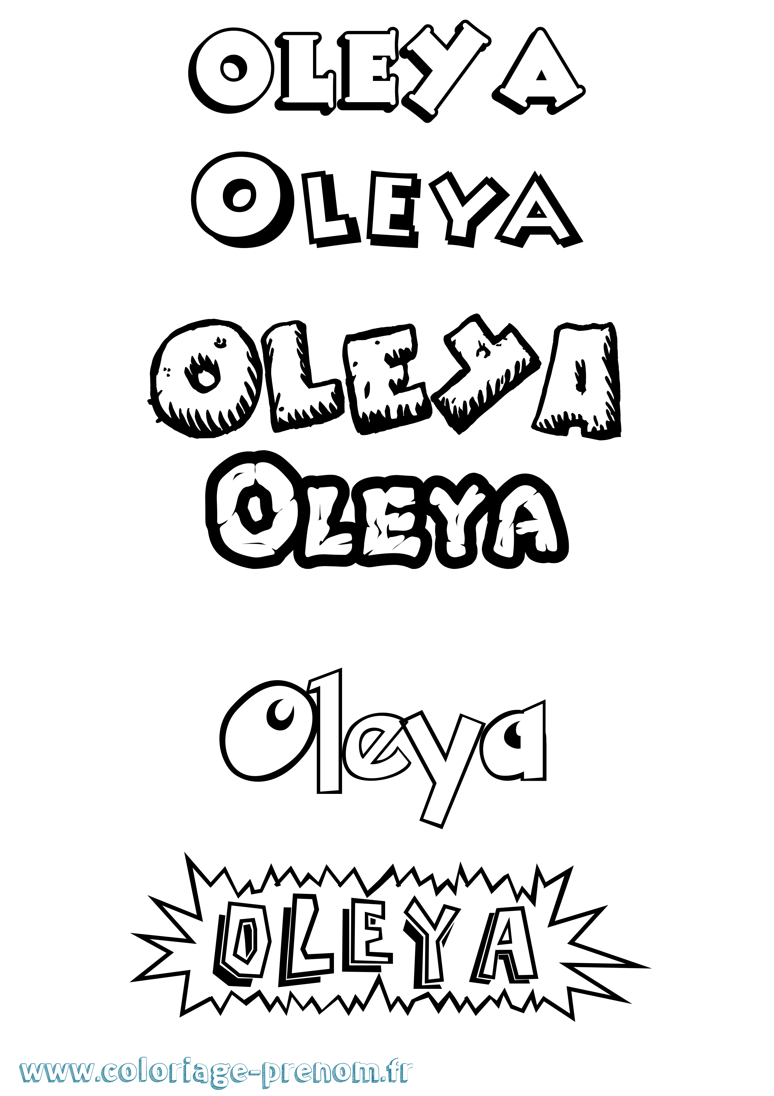 Coloriage prénom Oleya Dessin Animé