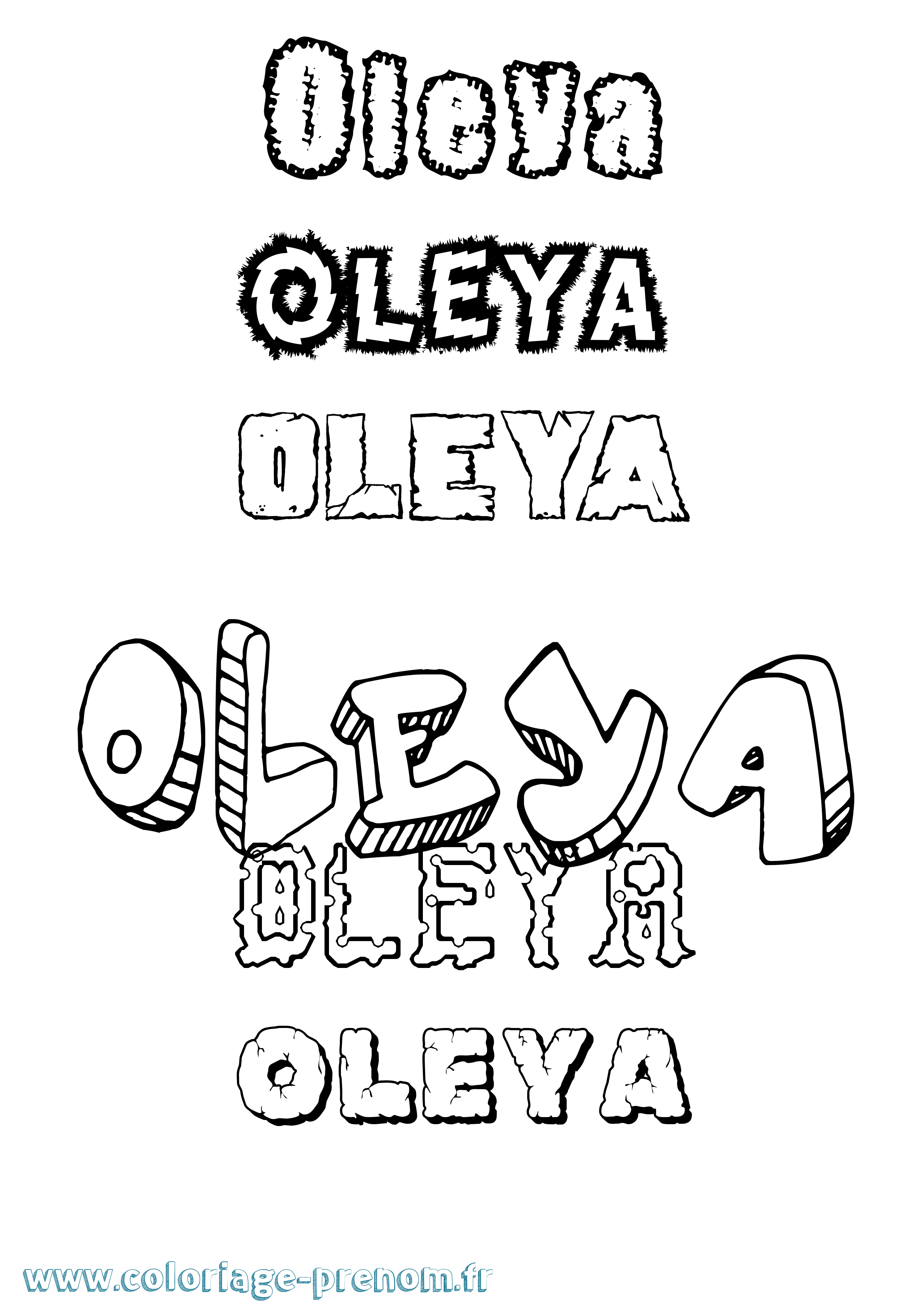 Coloriage prénom Oleya Destructuré