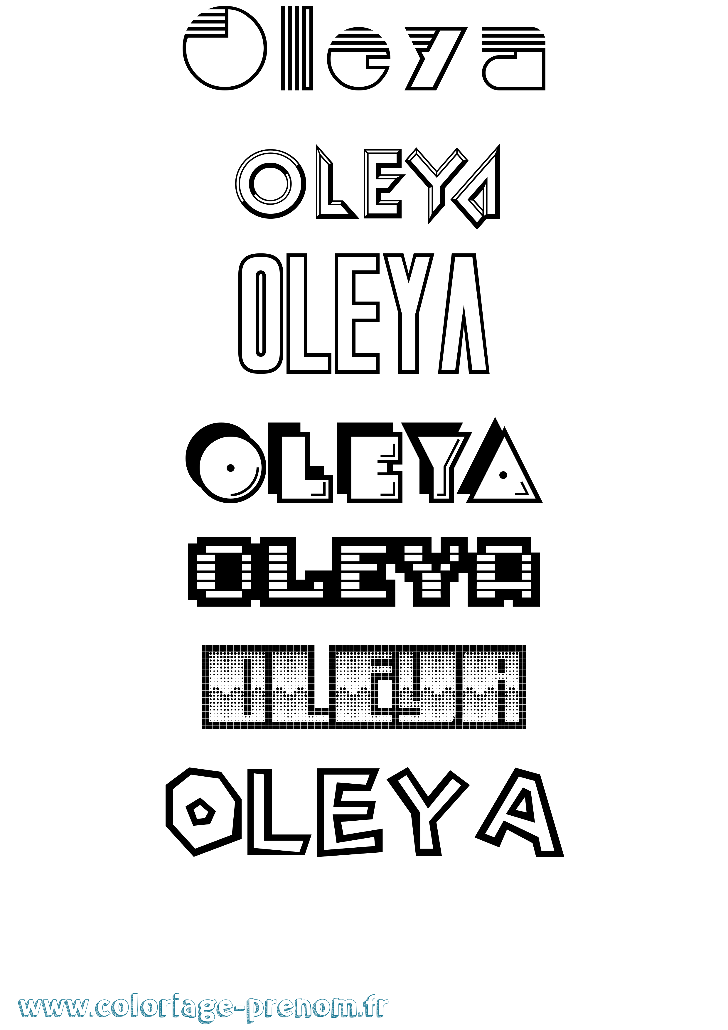 Coloriage prénom Oleya Jeux Vidéos