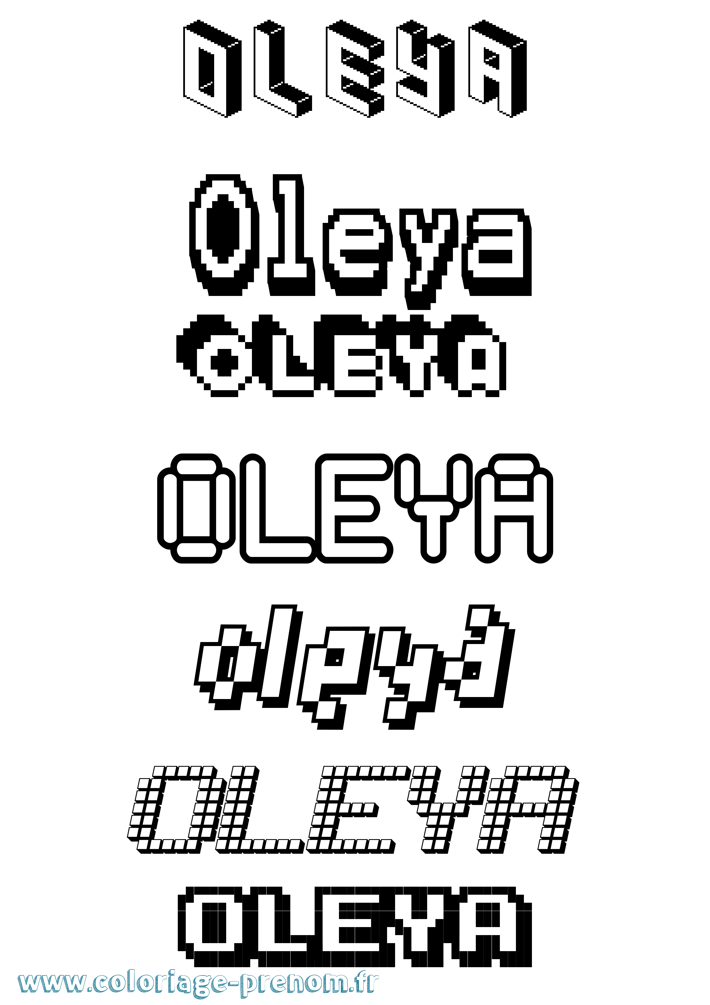 Coloriage prénom Oleya Pixel