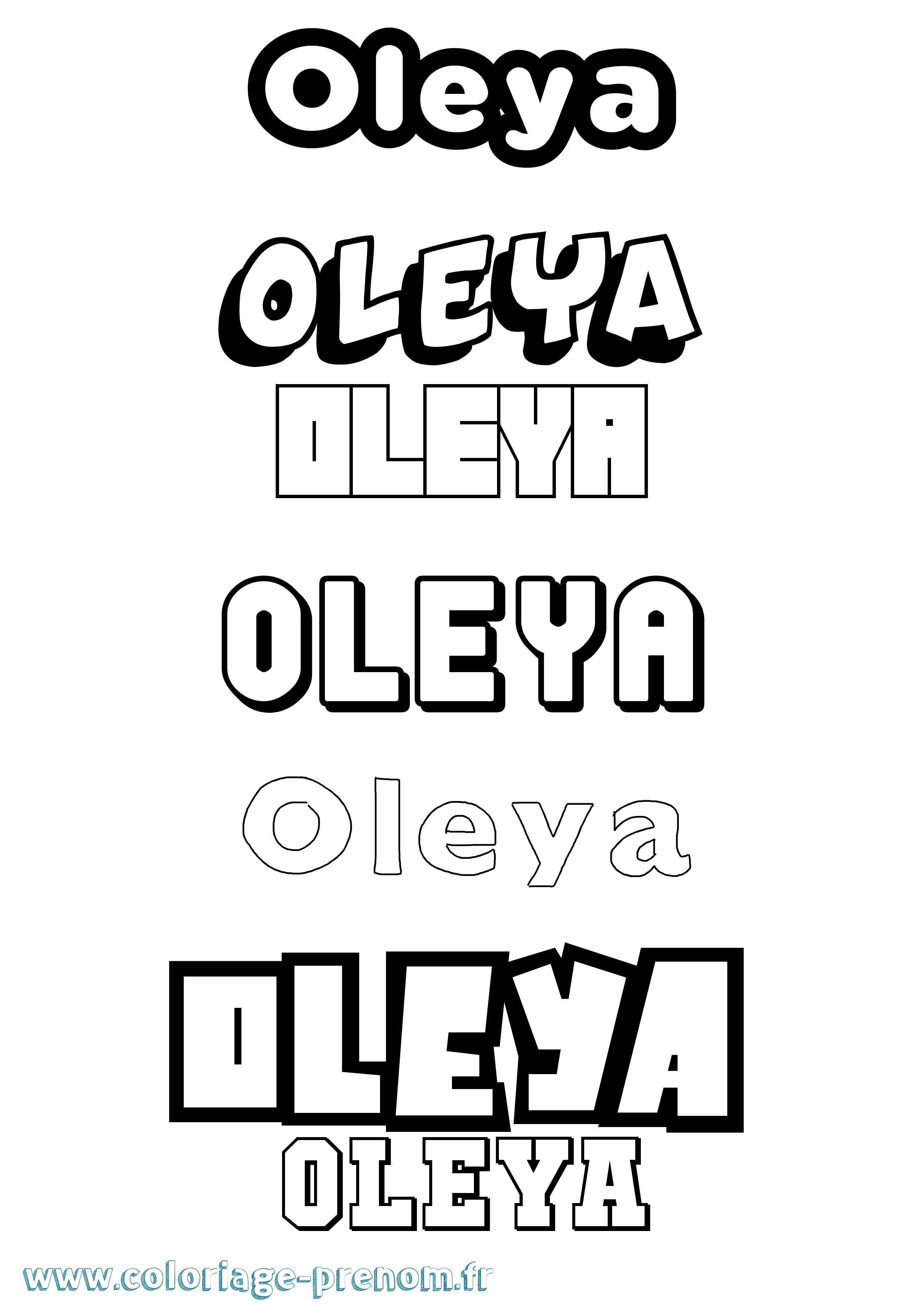 Coloriage prénom Oleya Simple