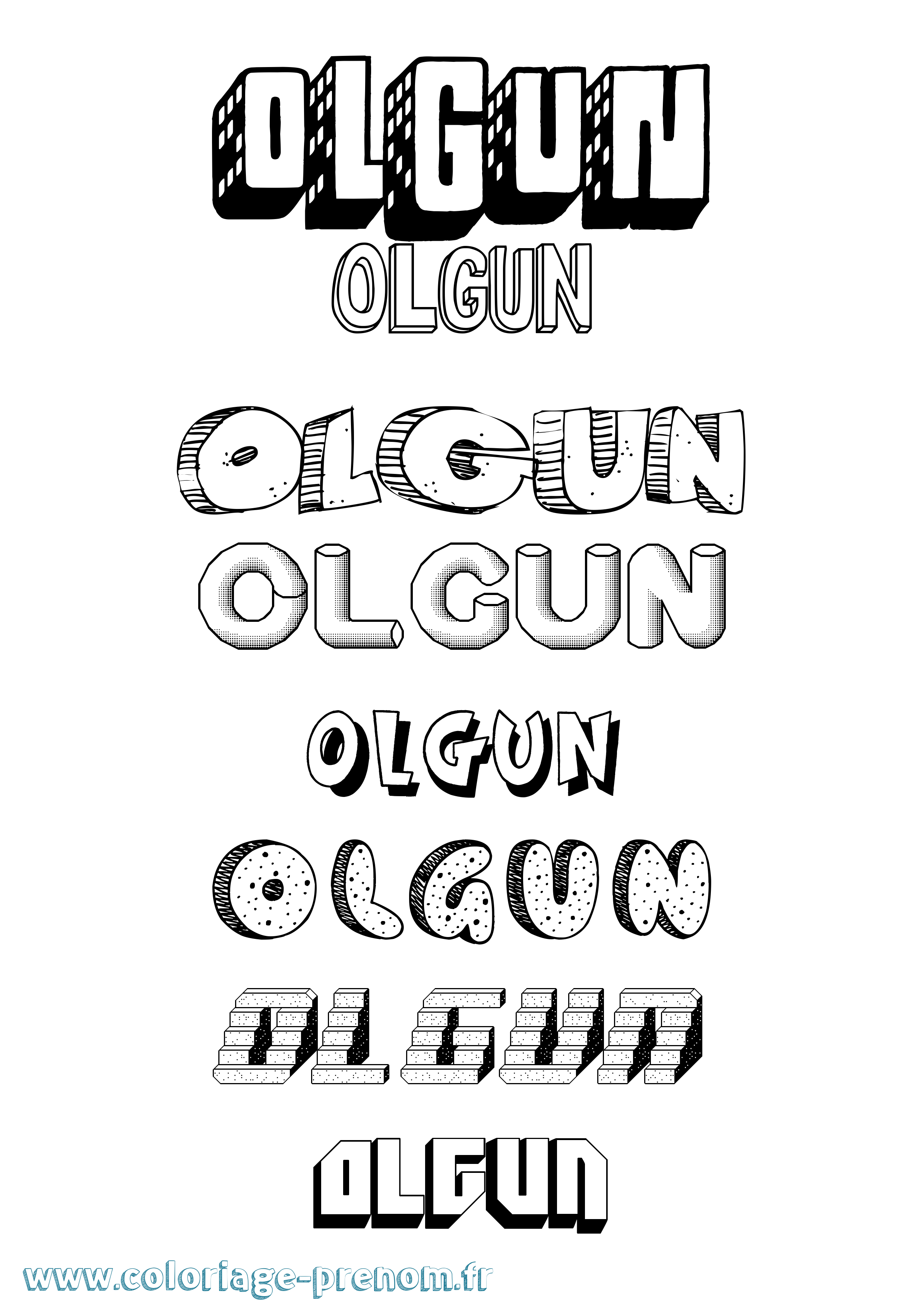 Coloriage Olgun Effet 3D Coloriage prénom Olgun Effet 3D