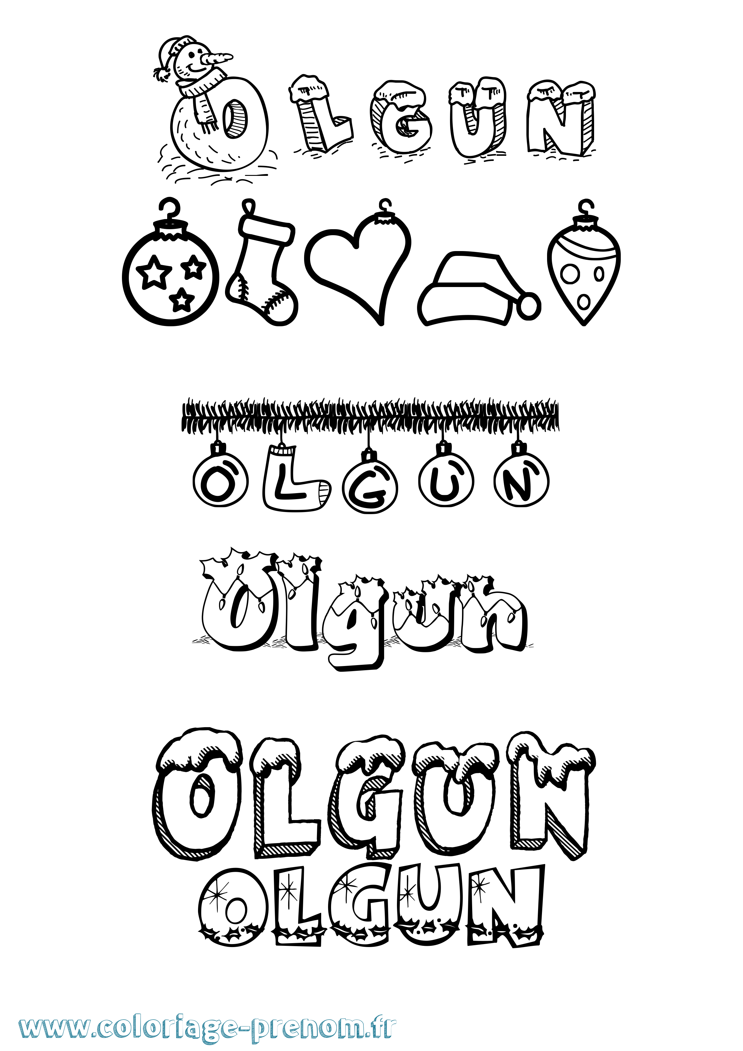 Coloriage Olgun Noël Coloriage prénom Olgun Noël