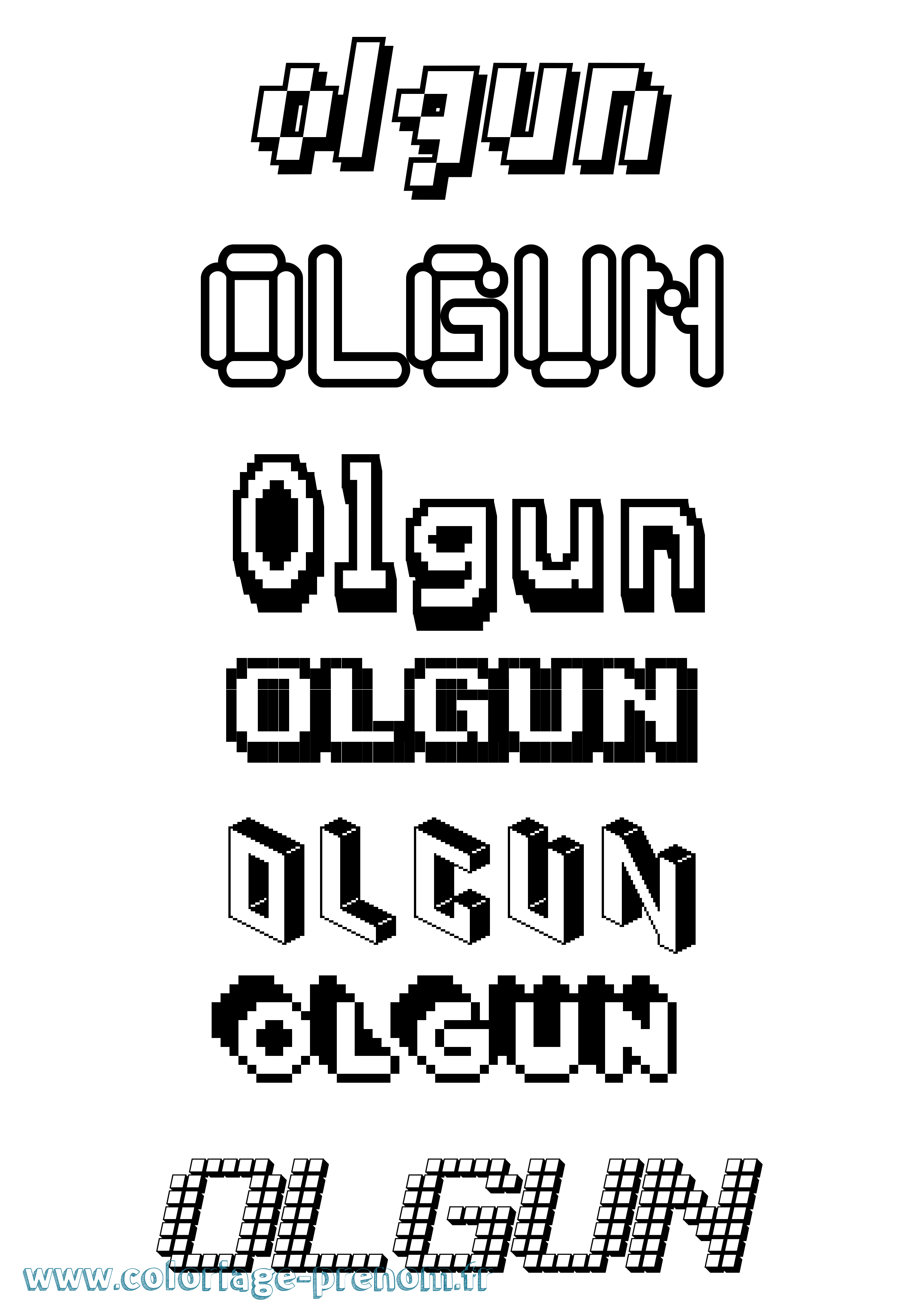 Coloriage Olgun Pixel Coloriage prénom Olgun Pixel