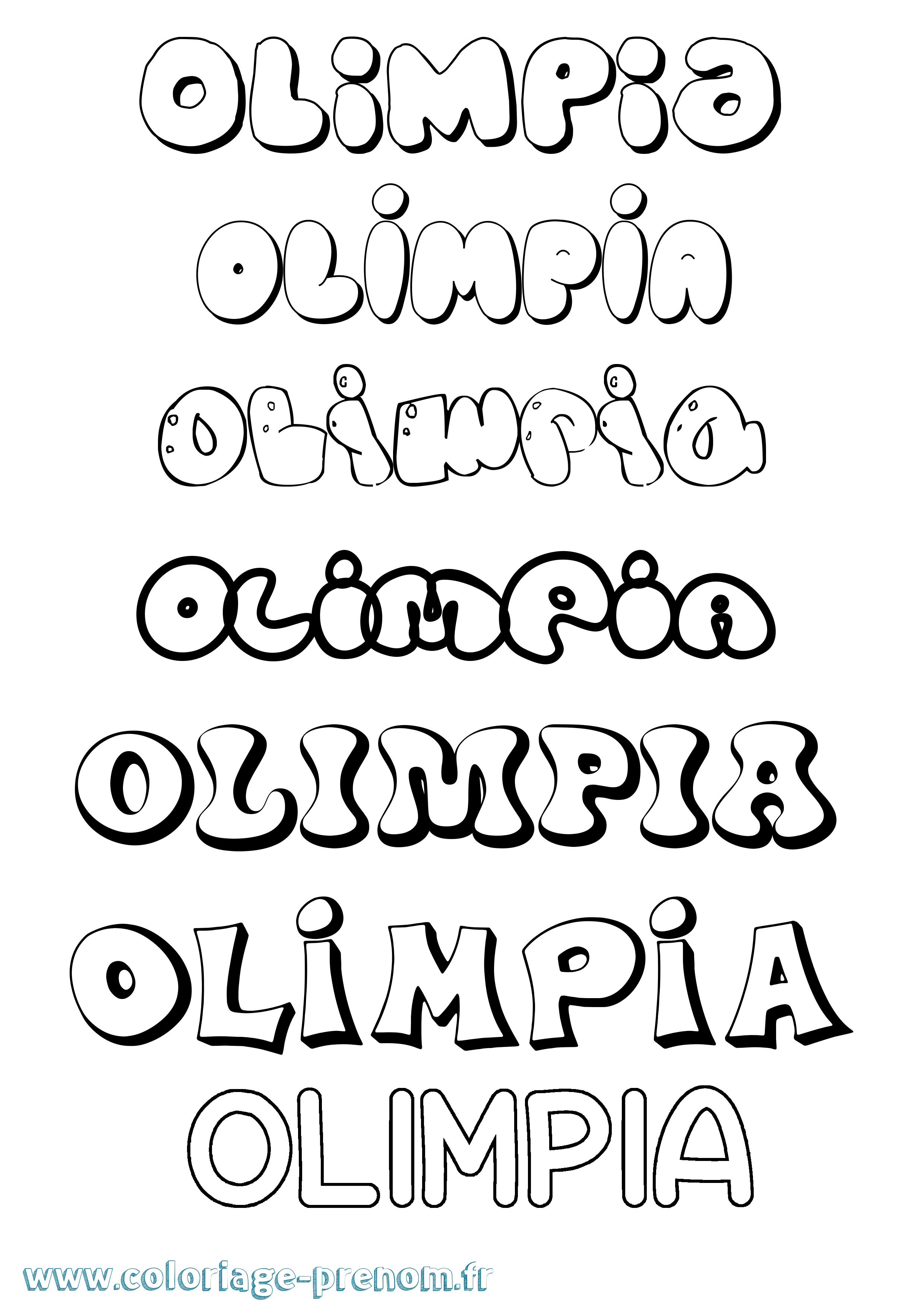 Coloriage prénom Olimpia Bubble