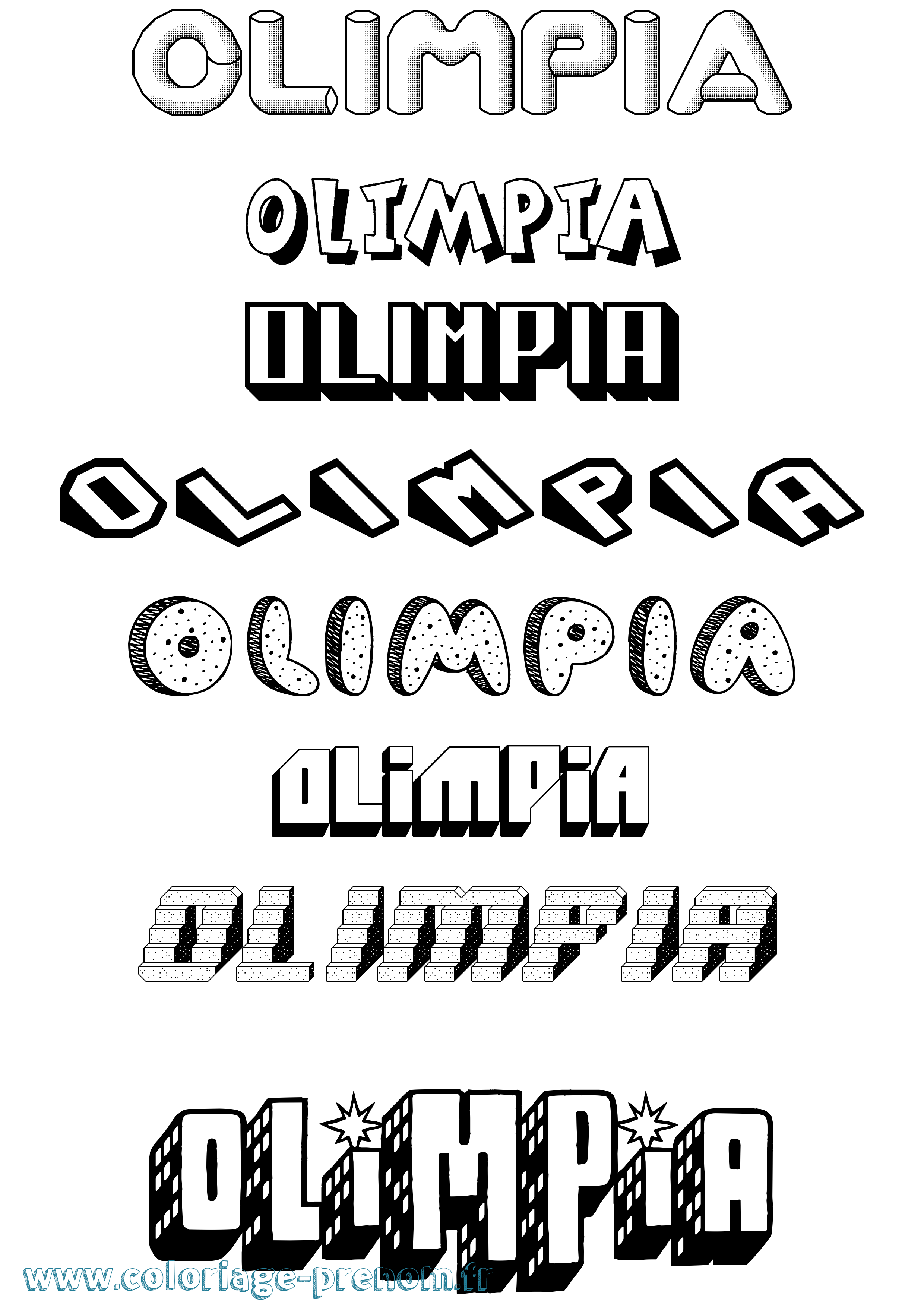 Coloriage Olimpia Effet 3D Coloriage prénom Olimpia Effet 3D