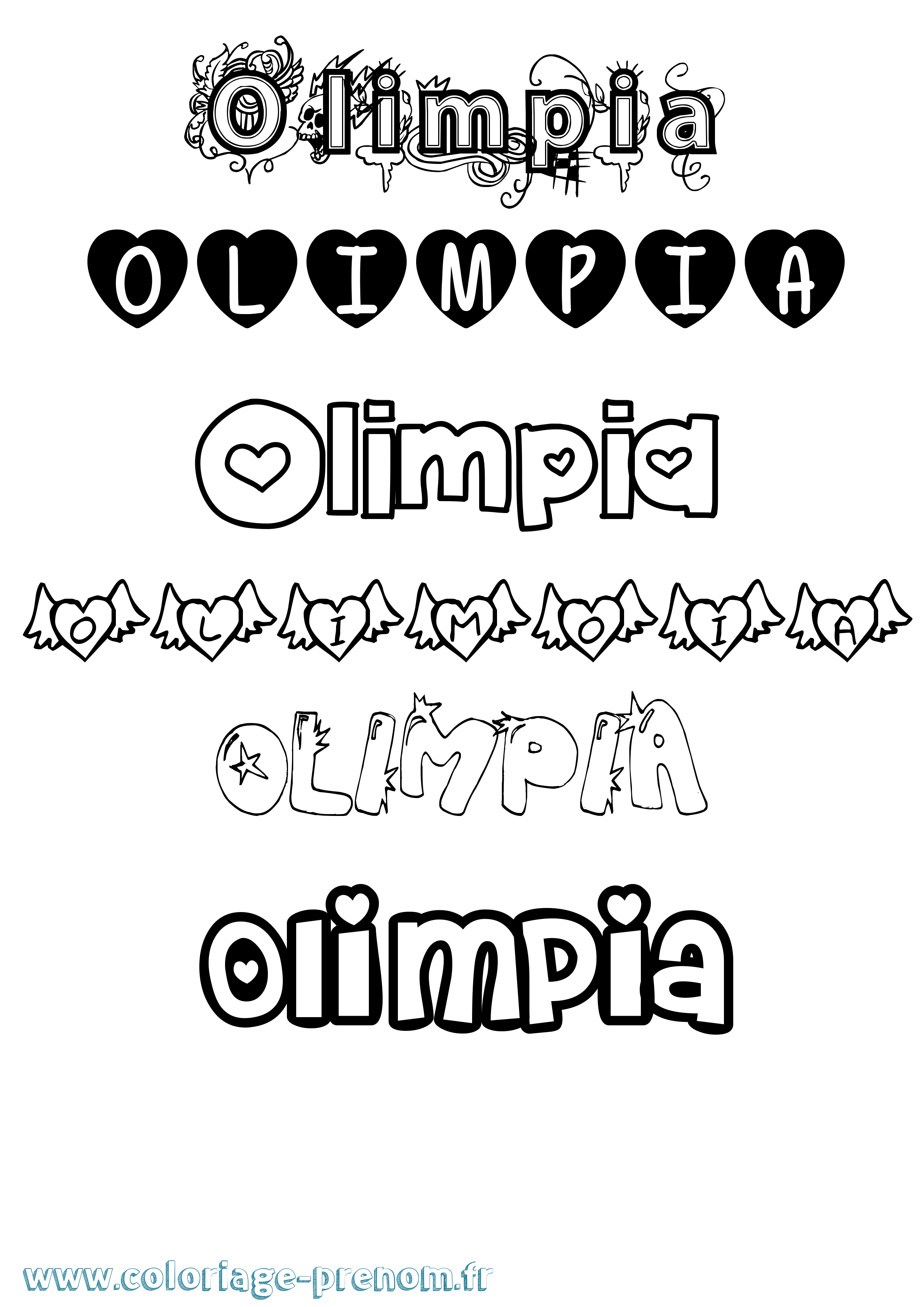 Coloriage prénom Olimpia Girly