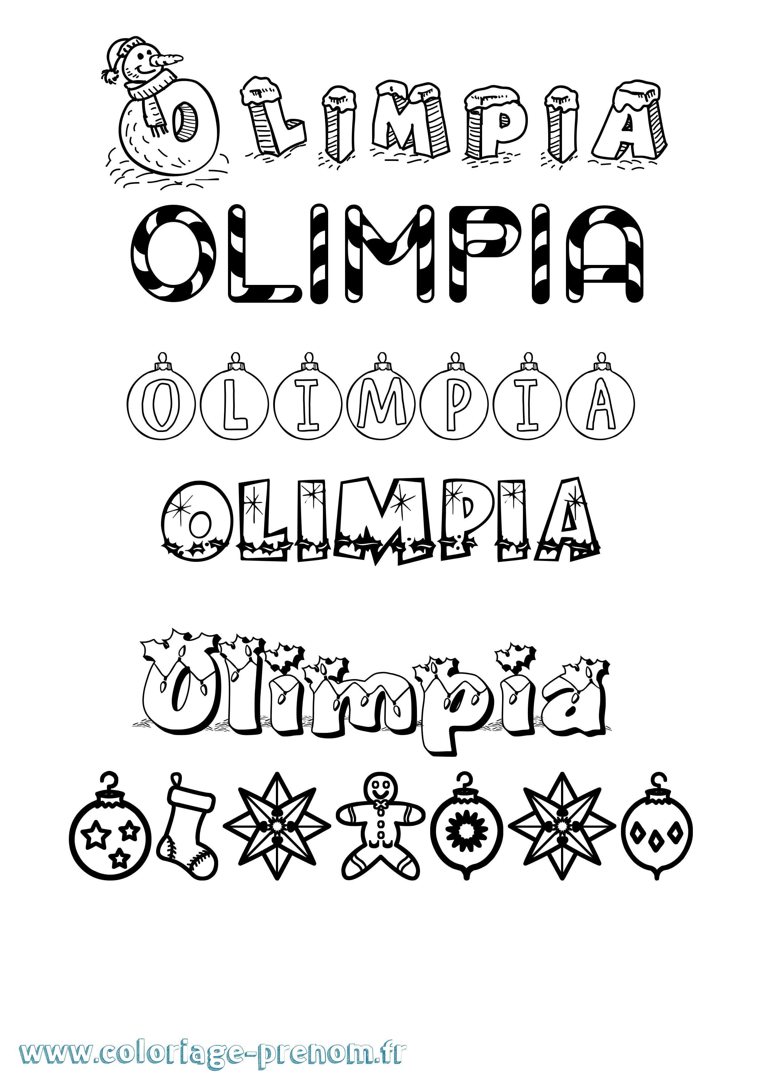 Coloriage prénom Olimpia Noël
