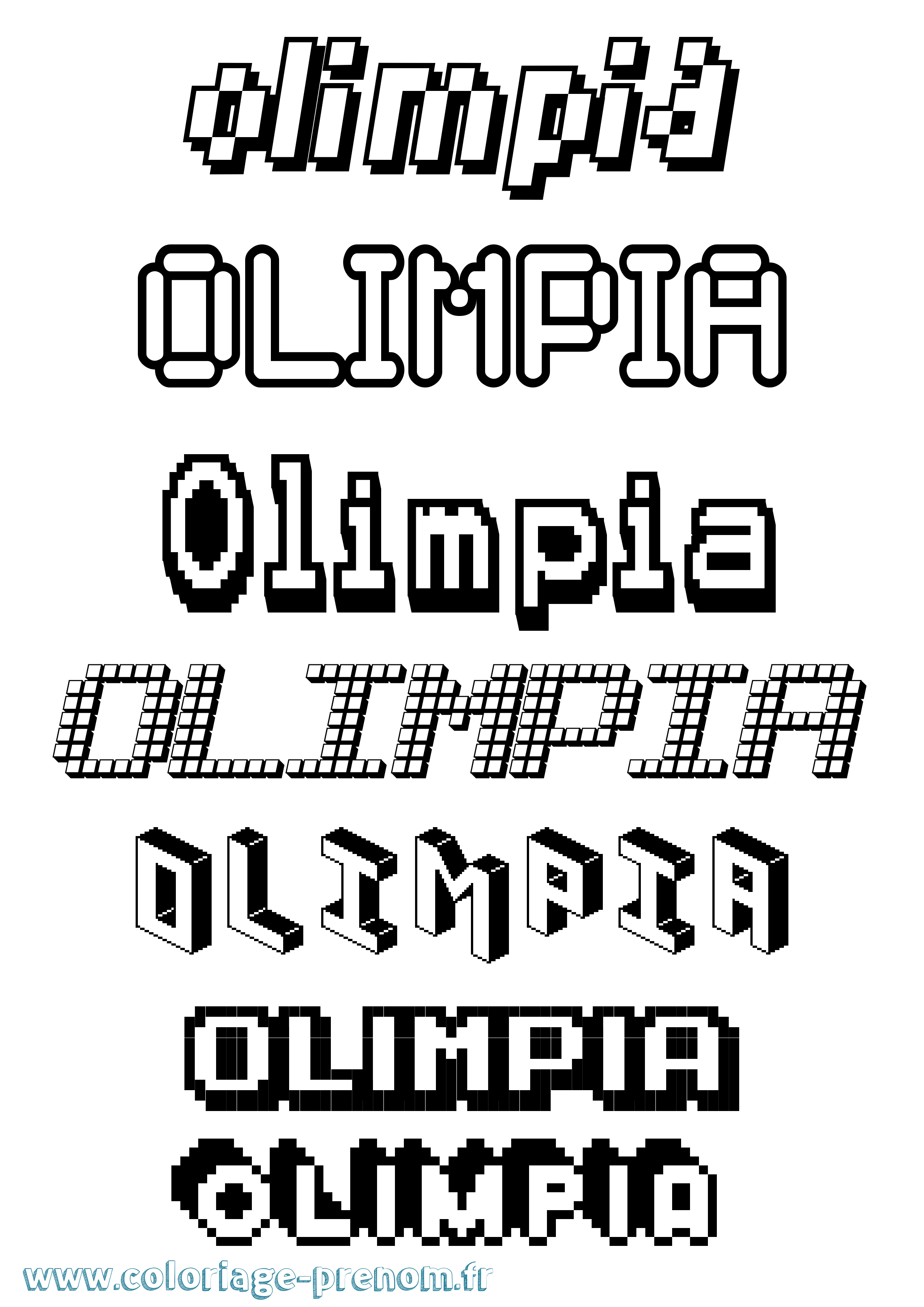 Coloriage prénom Olimpia Pixel