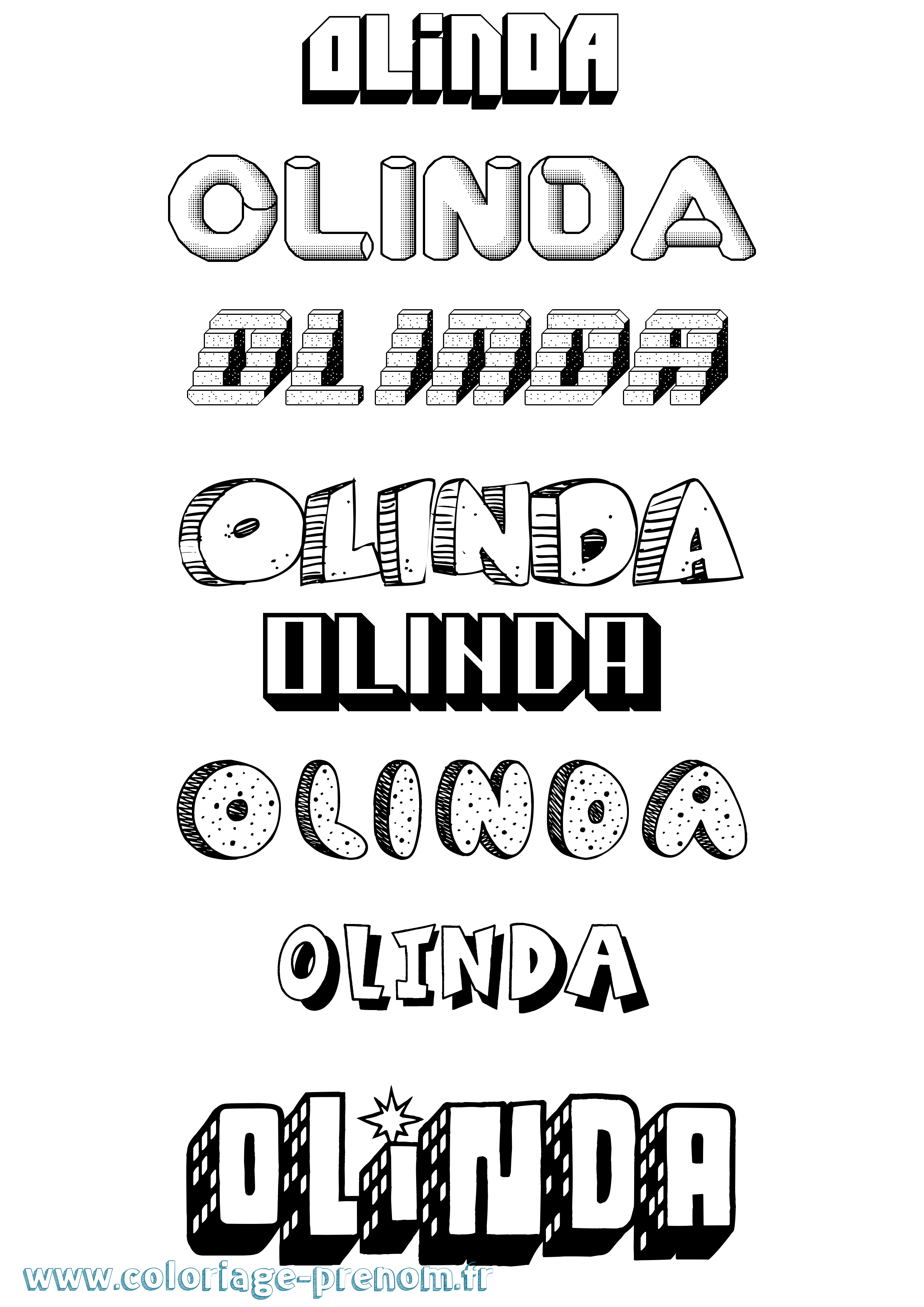 Coloriage Olinda Effet 3D Coloriage prénom Olinda Effet 3D