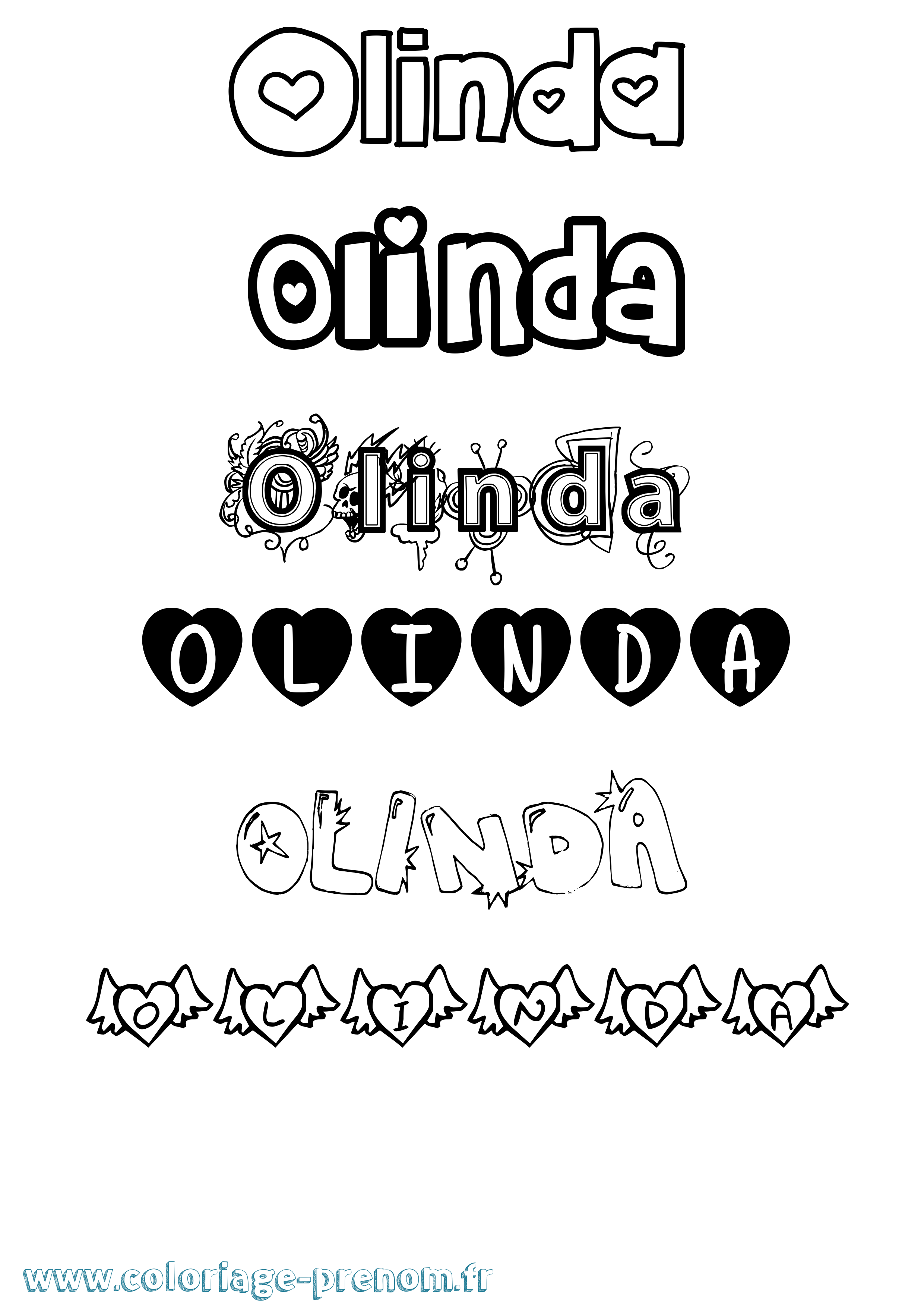 Coloriage Olinda Girly Coloriage prénom Olinda Girly