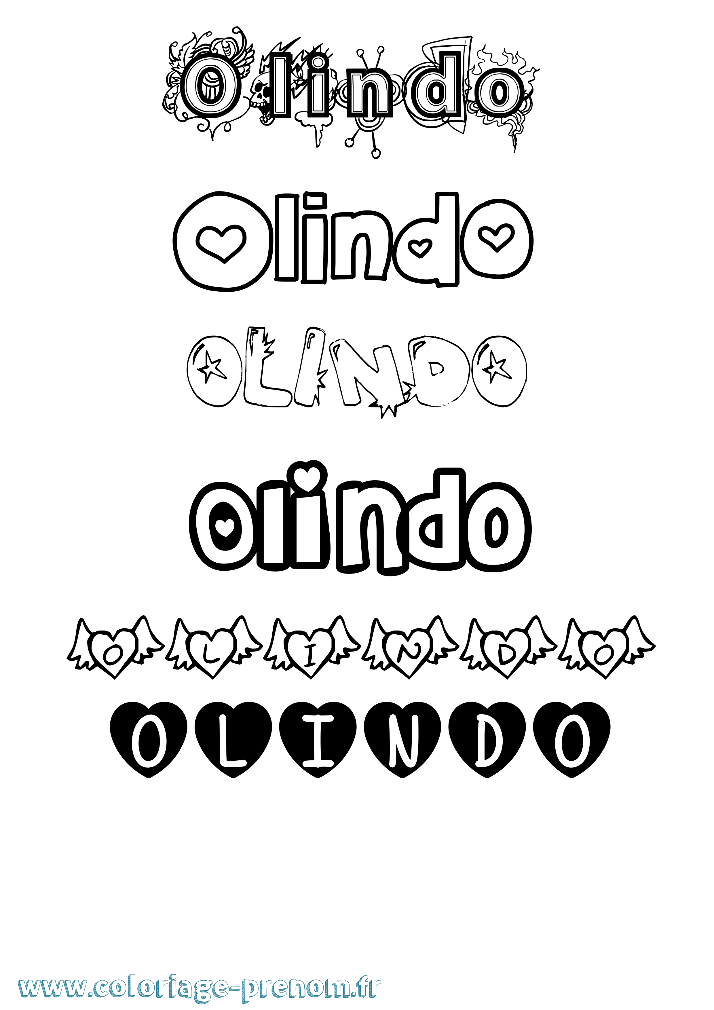Coloriage Olindo Girly Coloriage prénom Olindo Girly