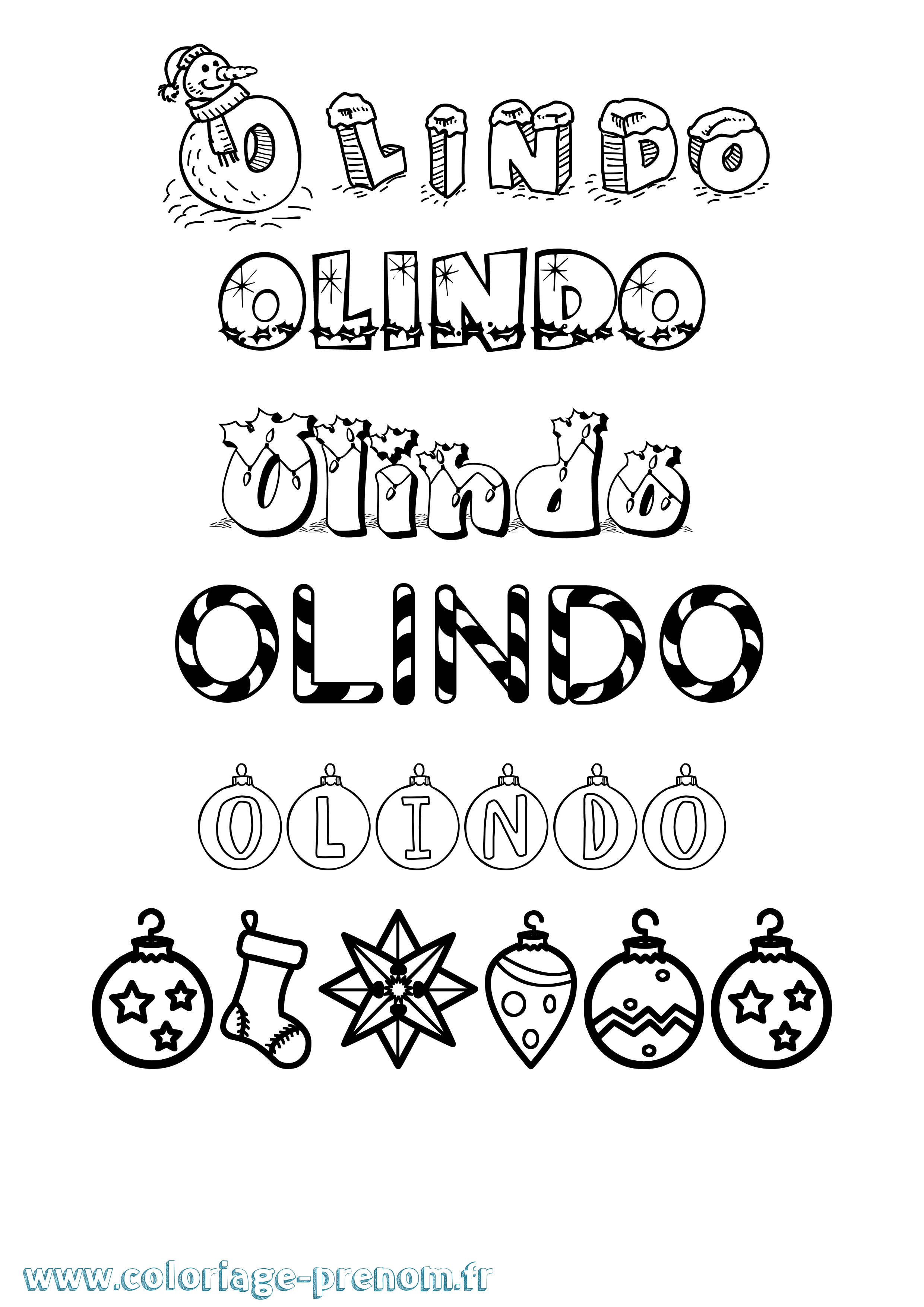 Coloriage Olindo Noël Coloriage prénom Olindo Noël
