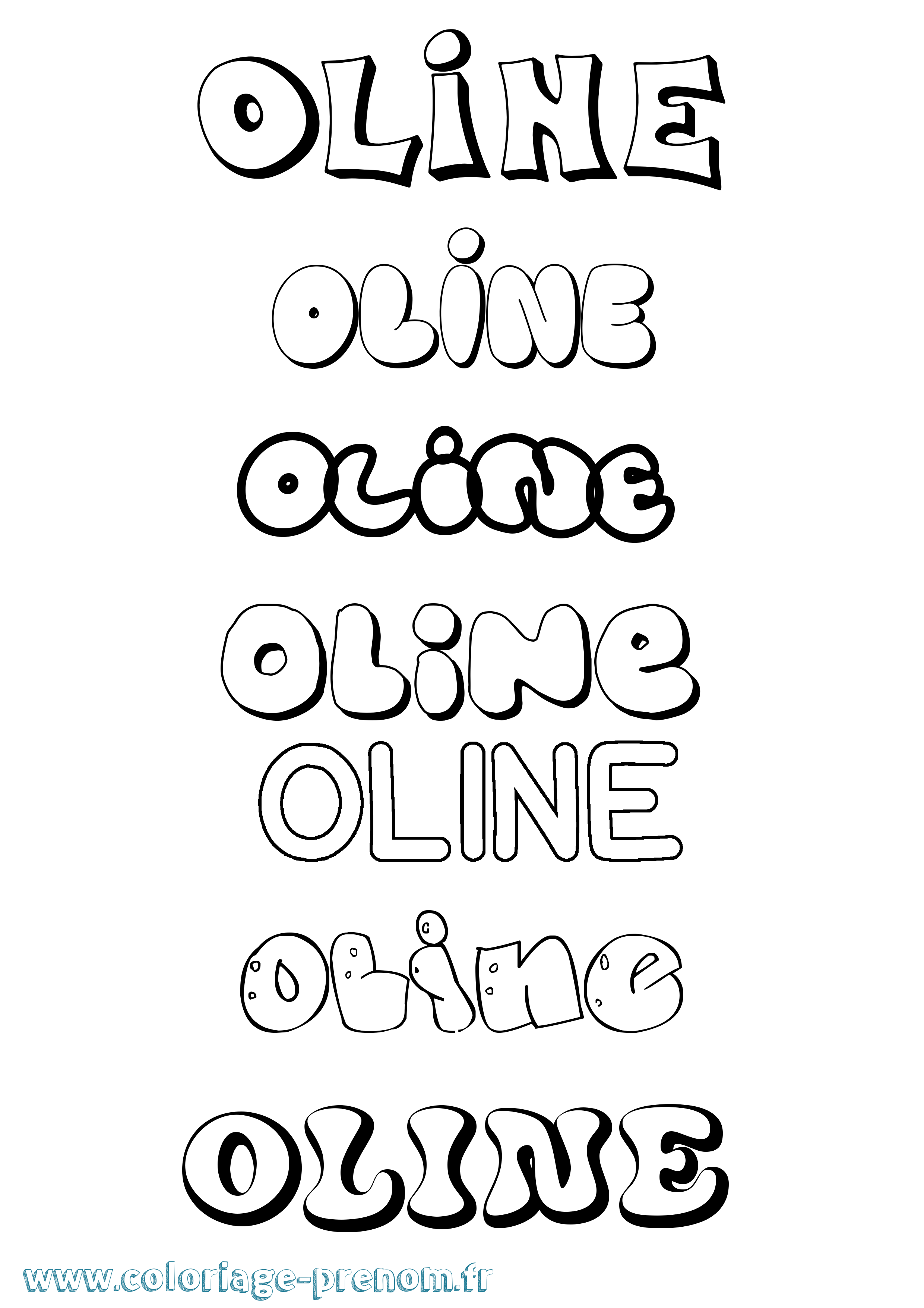 Coloriage prénom Oline Bubble