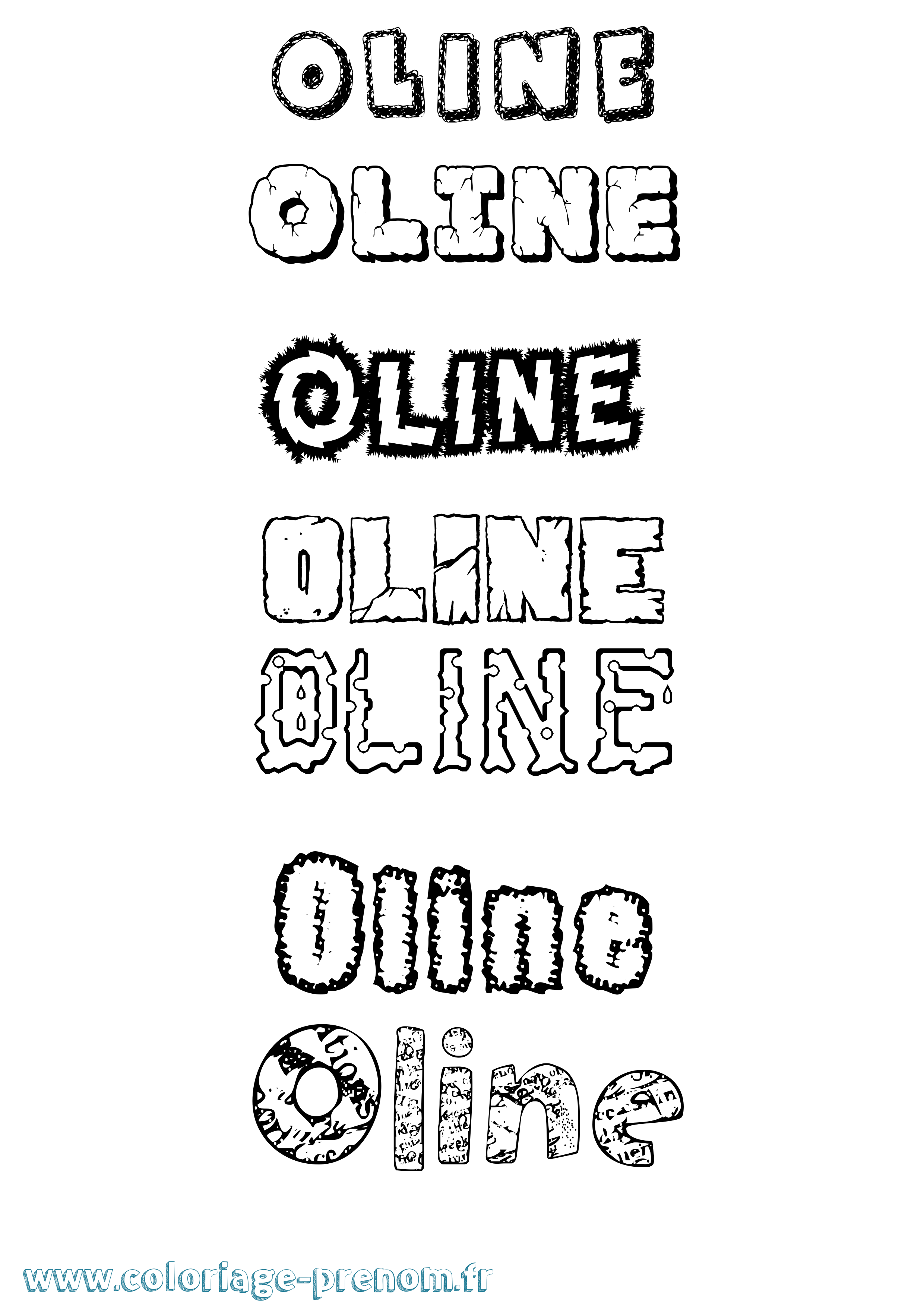 Coloriage Oline Destructuré Coloriage prénom Oline Destructuré