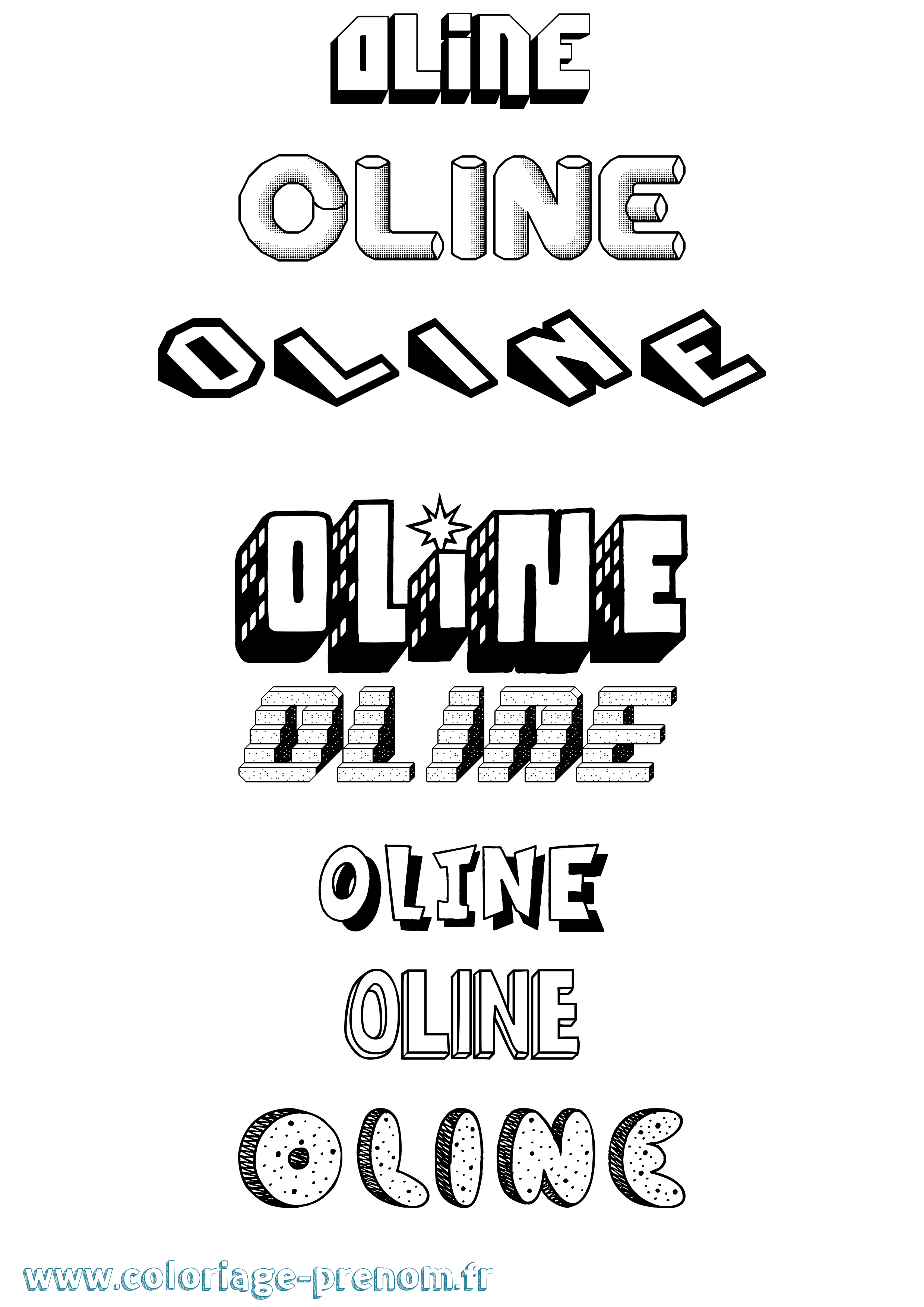 Coloriage prénom Oline Effet 3D