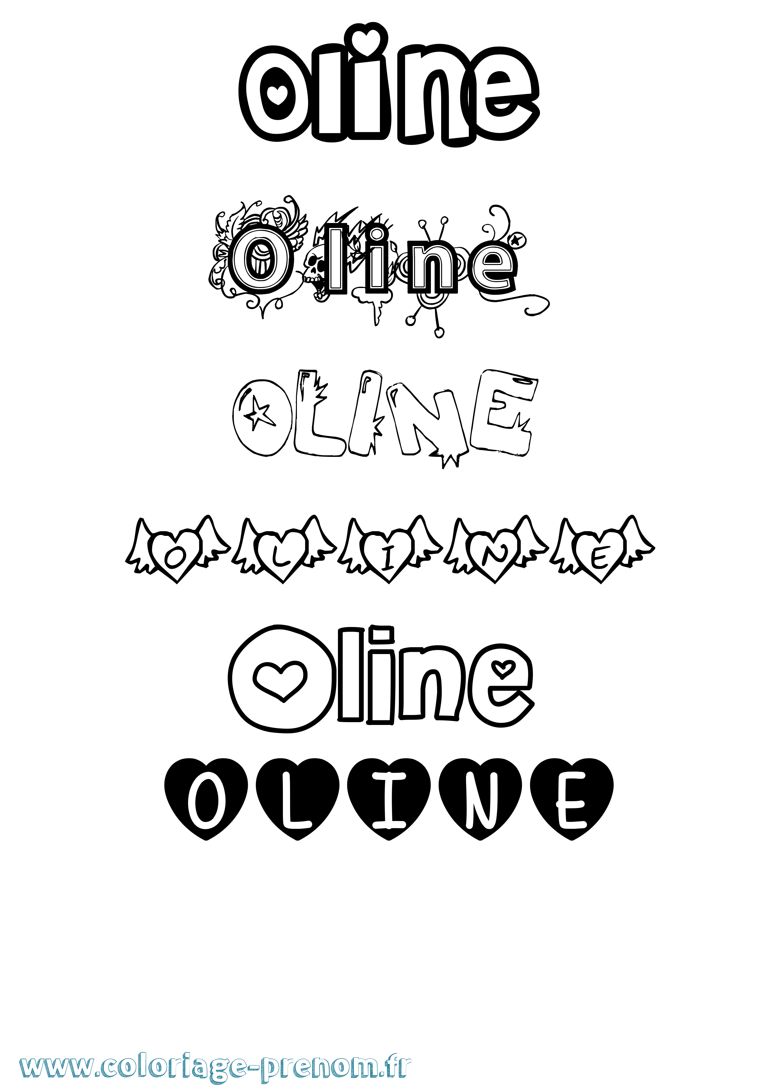 Coloriage Oline Girly Coloriage prénom Oline Girly