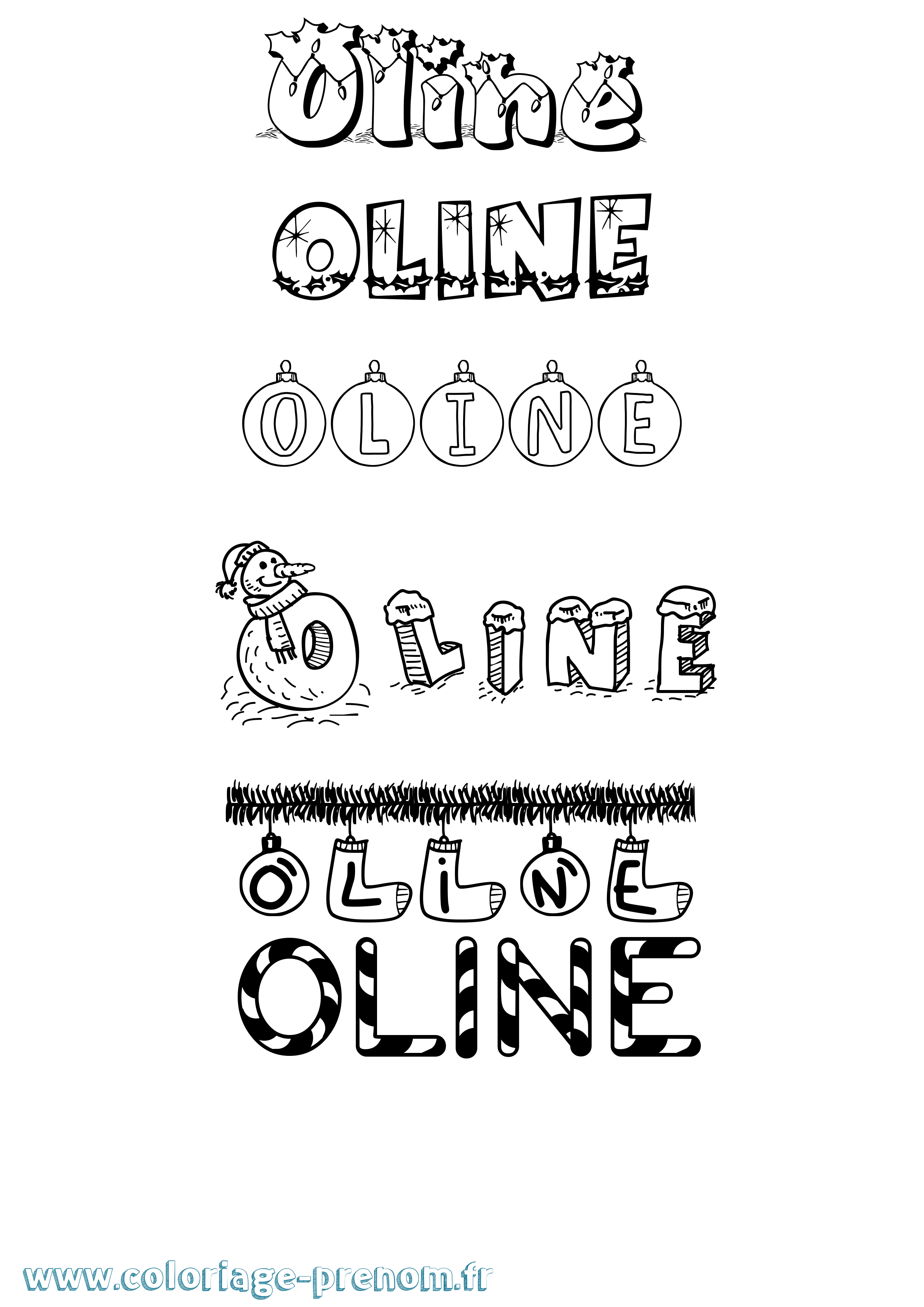 Coloriage Oline Noël Coloriage prénom Oline Noël