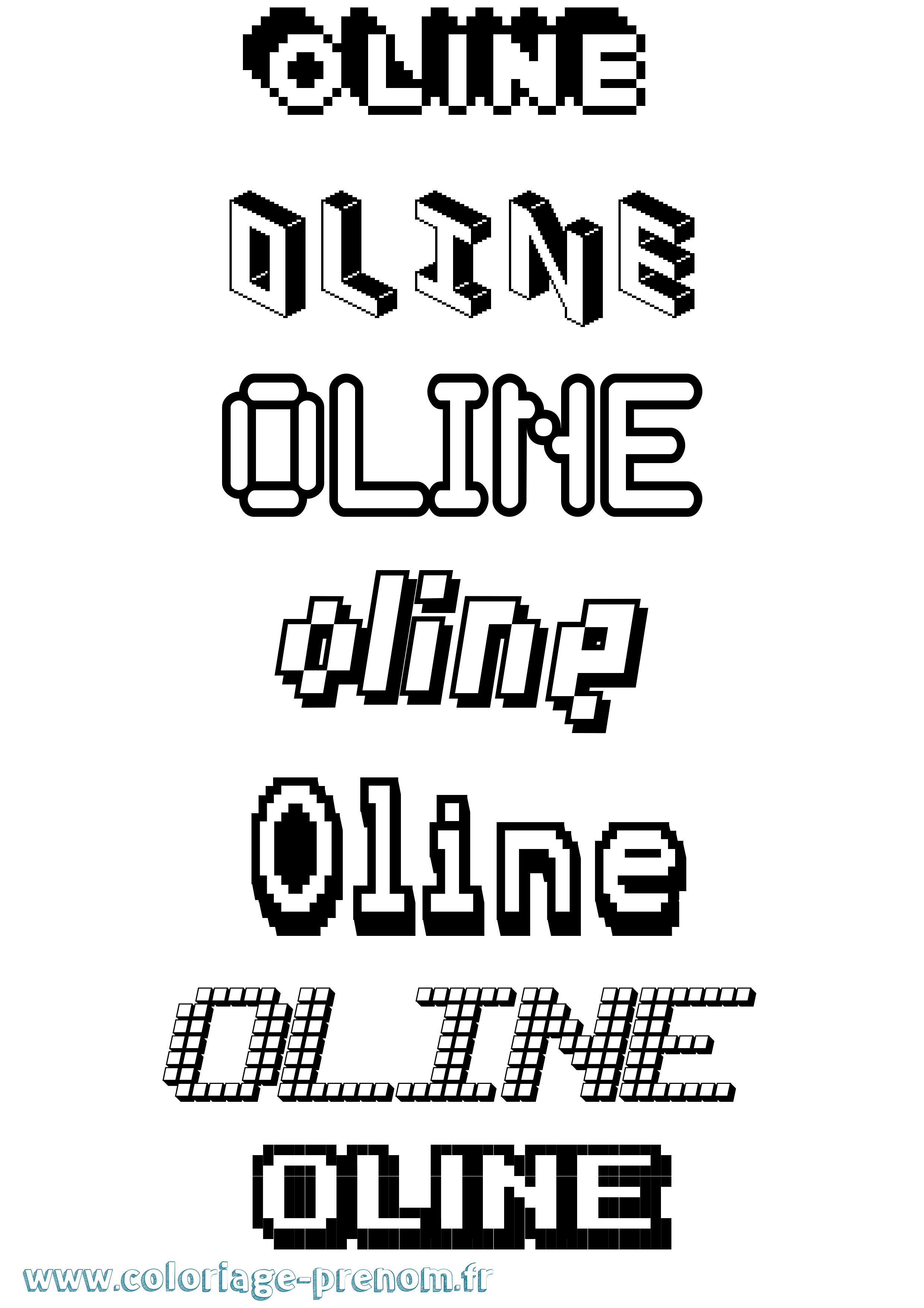Coloriage prénom Oline Pixel