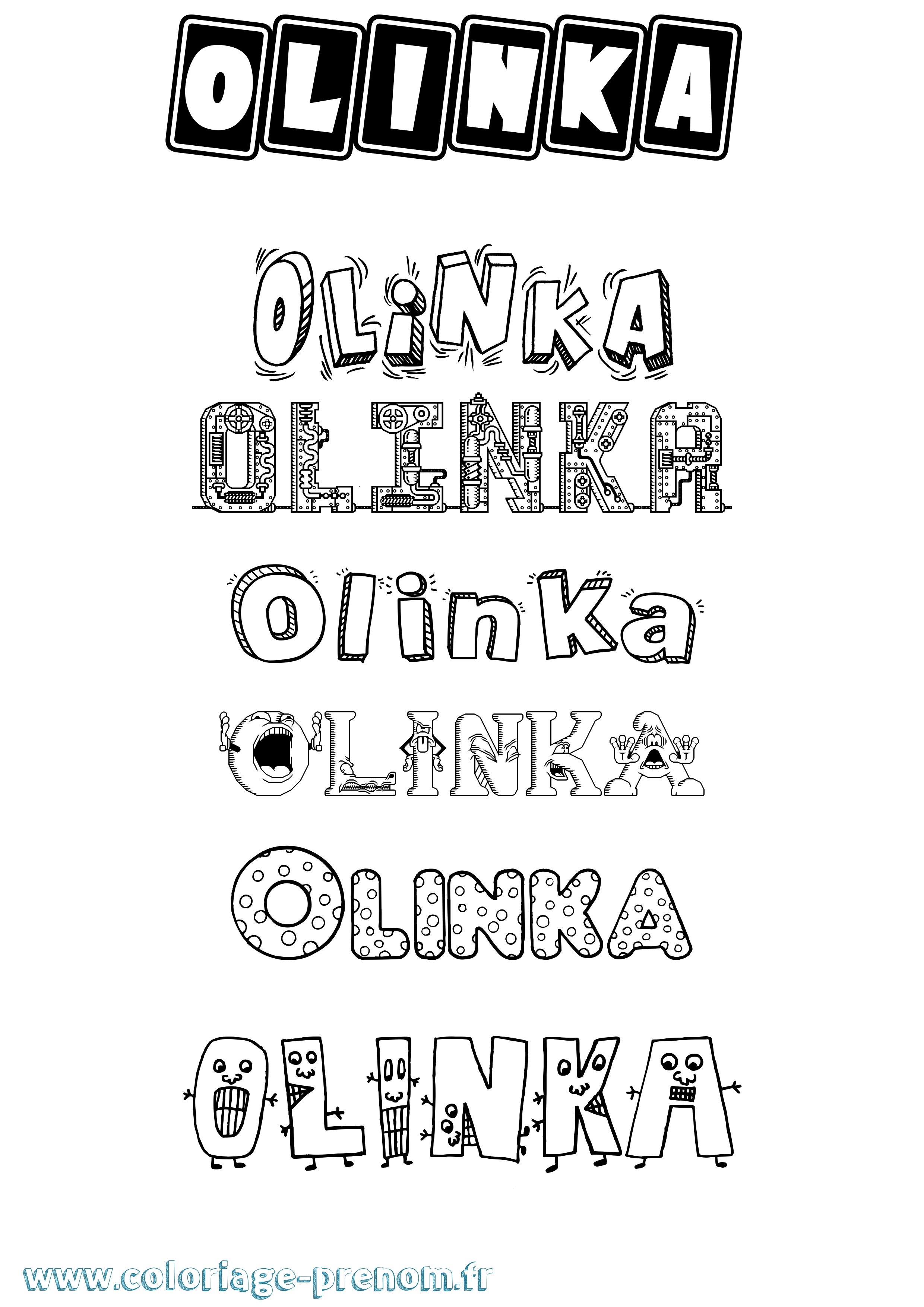 Coloriage prénom Olinka Fun