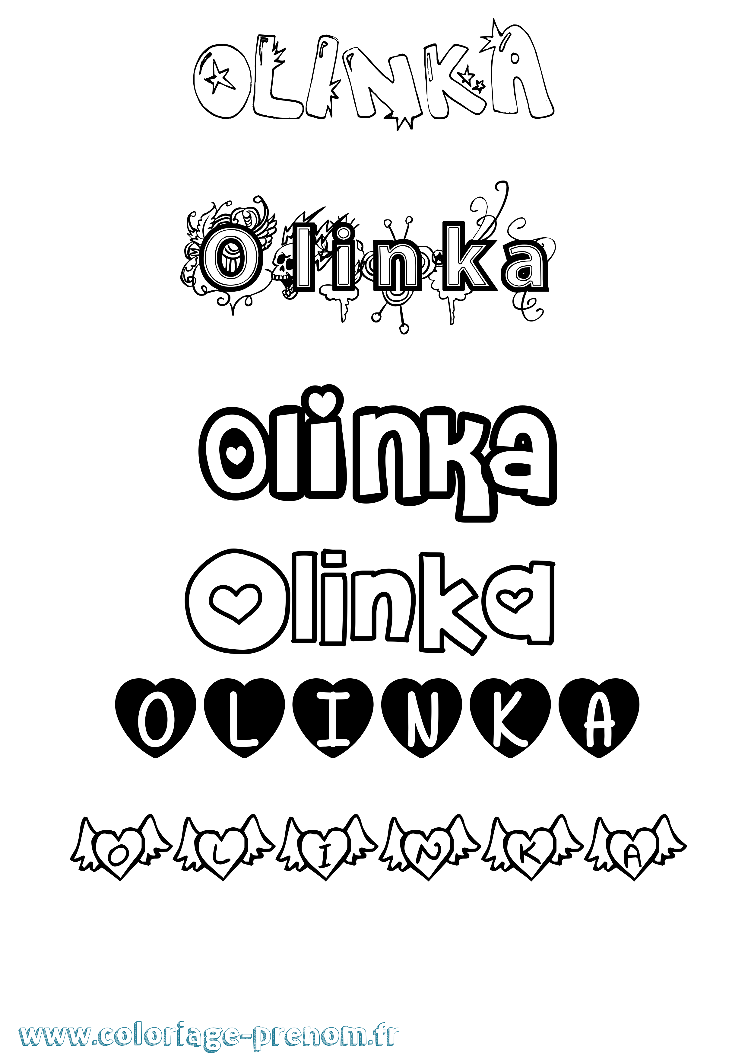 Coloriage prénom Olinka Girly