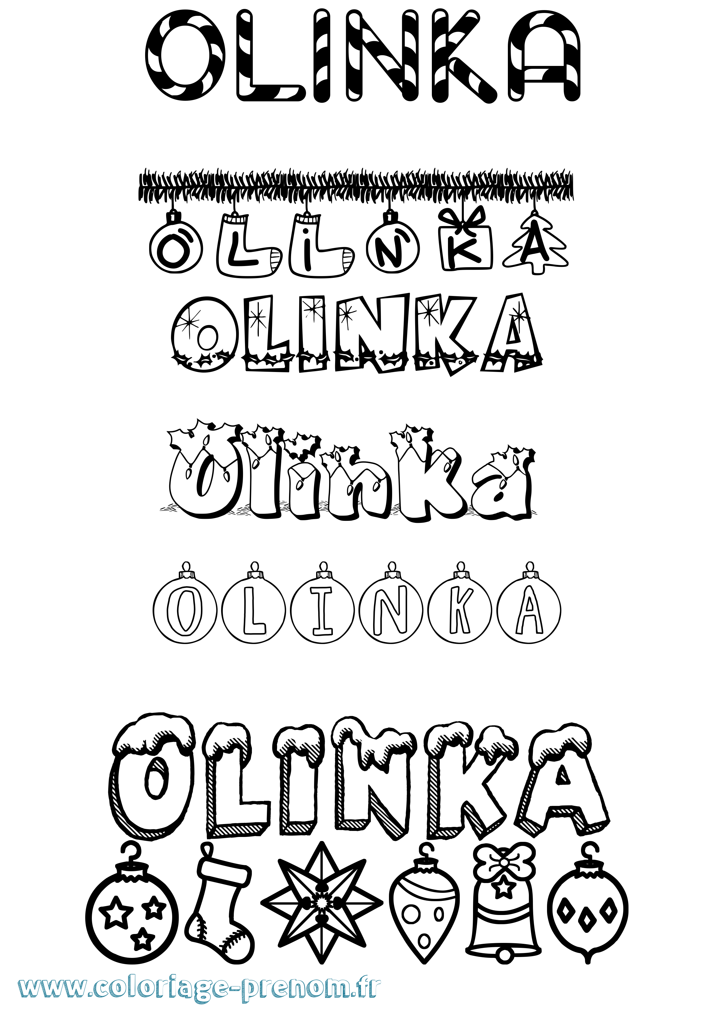 Coloriage prénom Olinka Noël