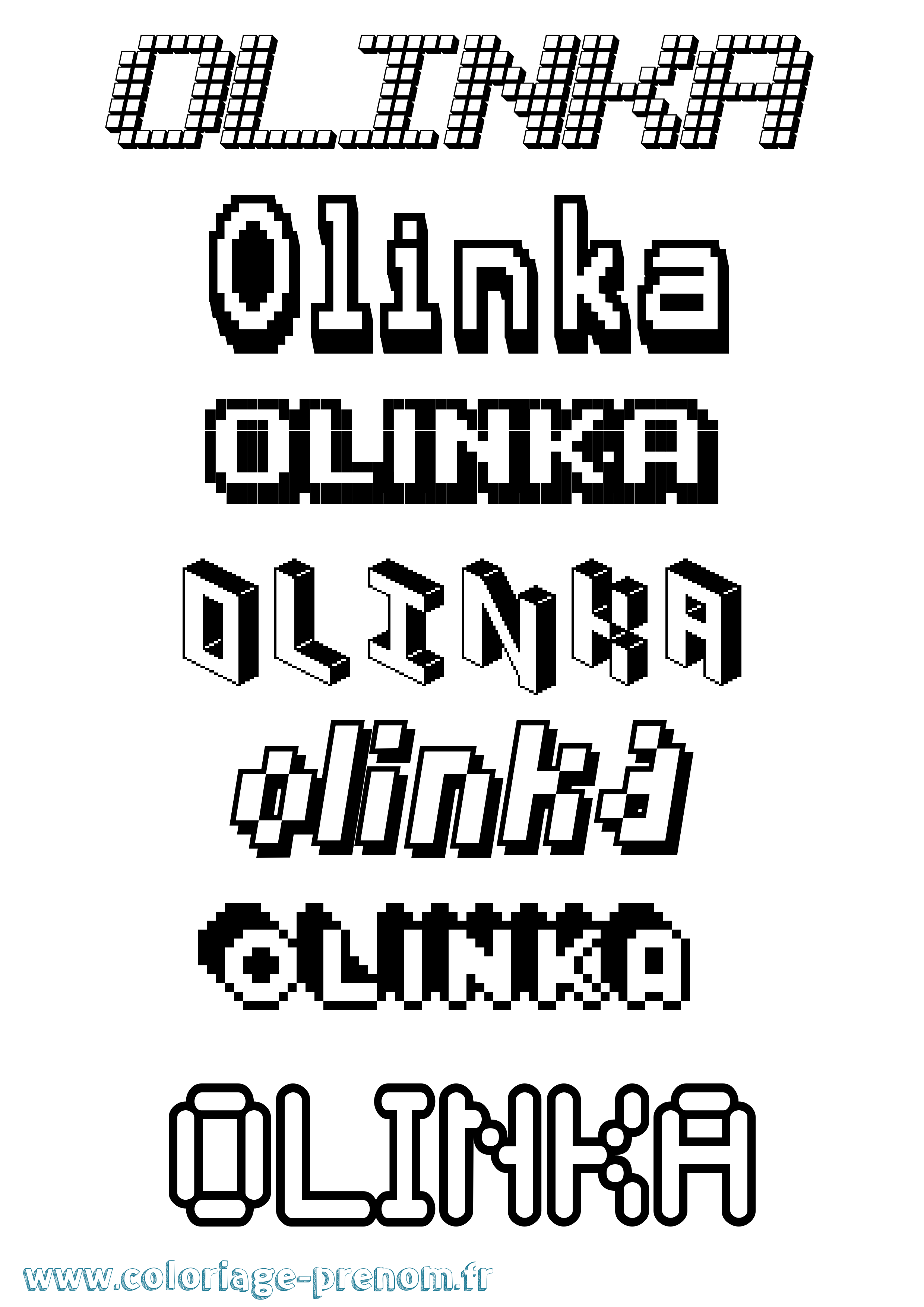 Coloriage prénom Olinka Pixel