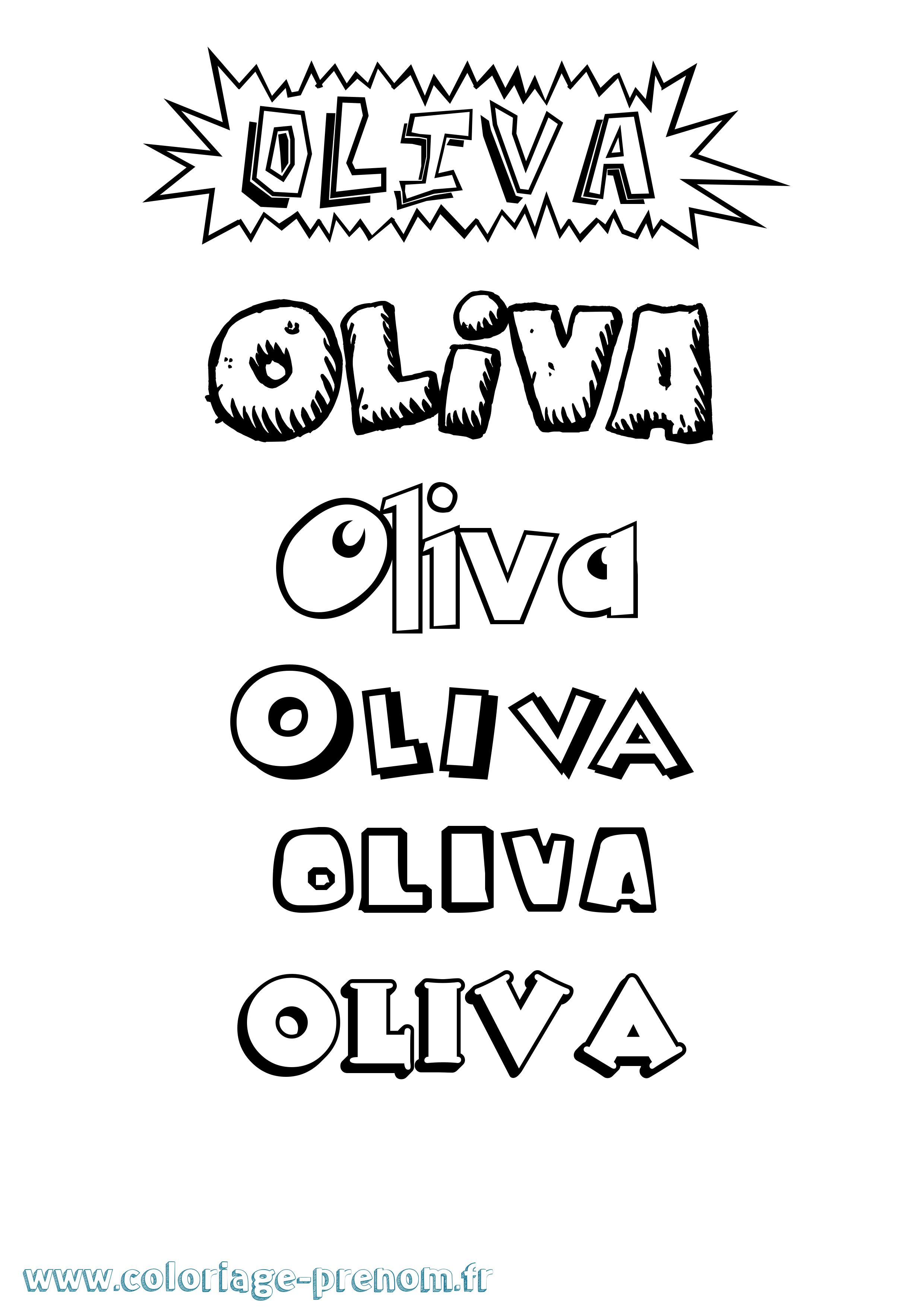 Coloriage prénom Oliva Dessin Animé