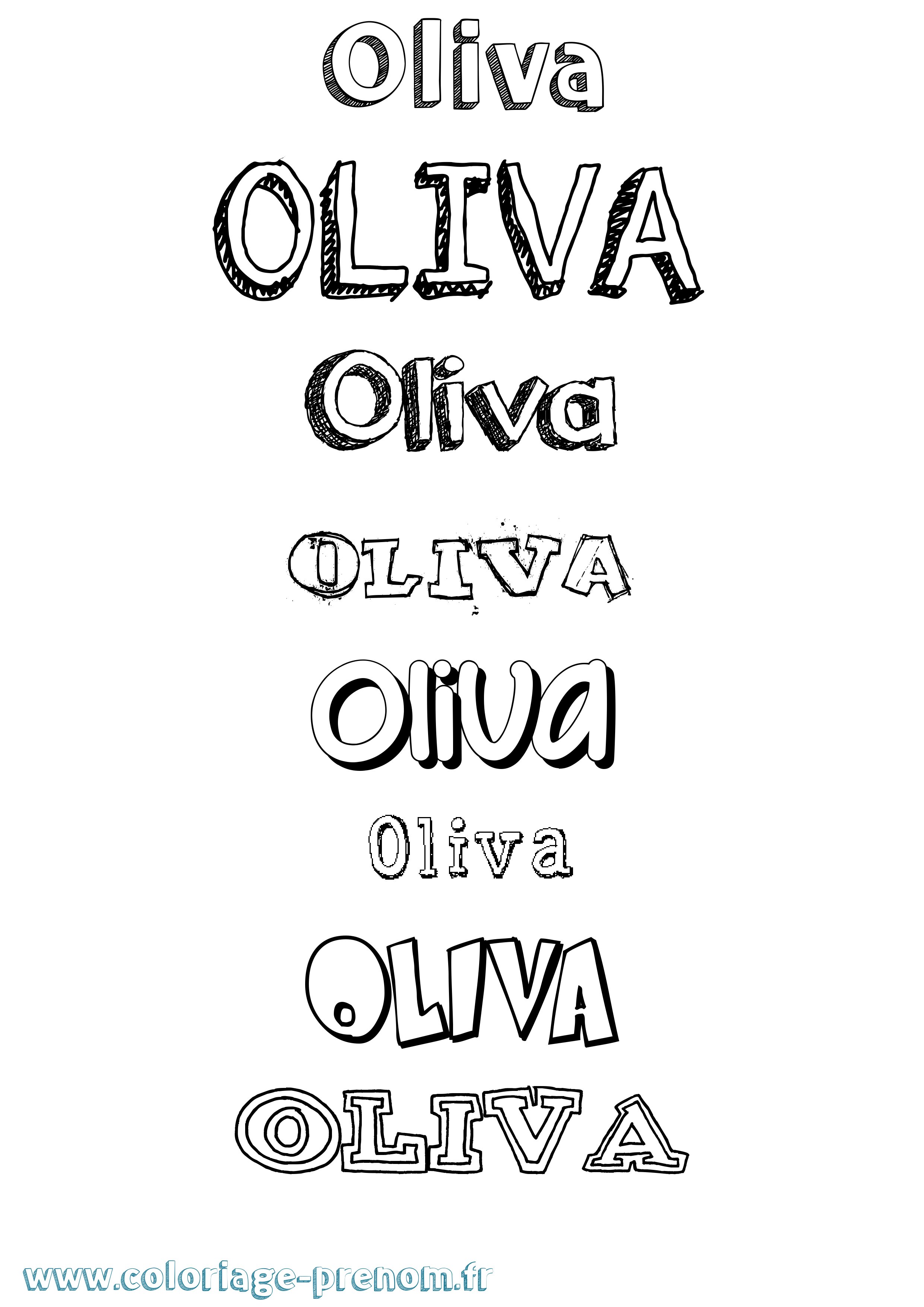 Coloriage prénom Oliva Dessiné