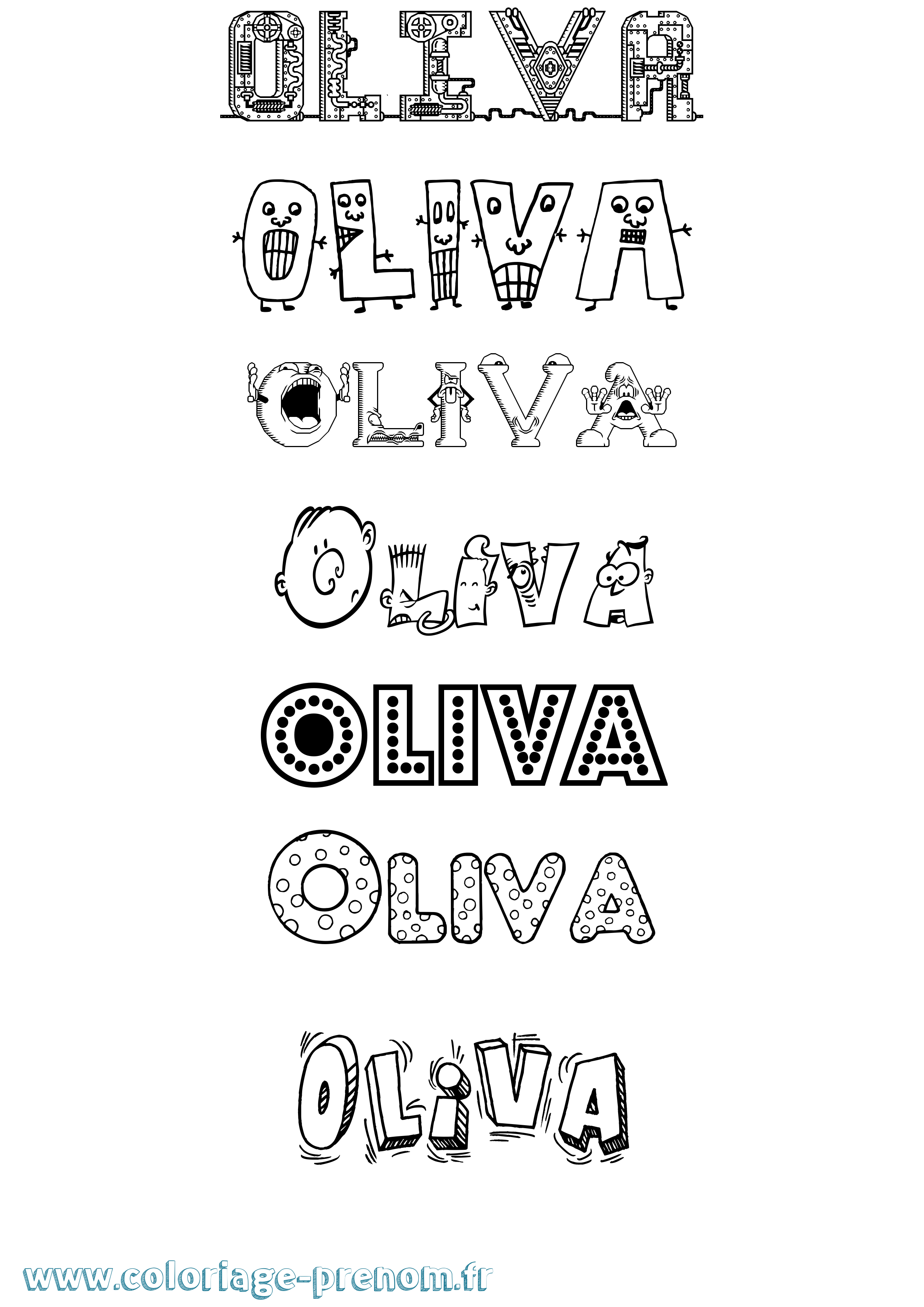 Coloriage prénom Oliva Fun