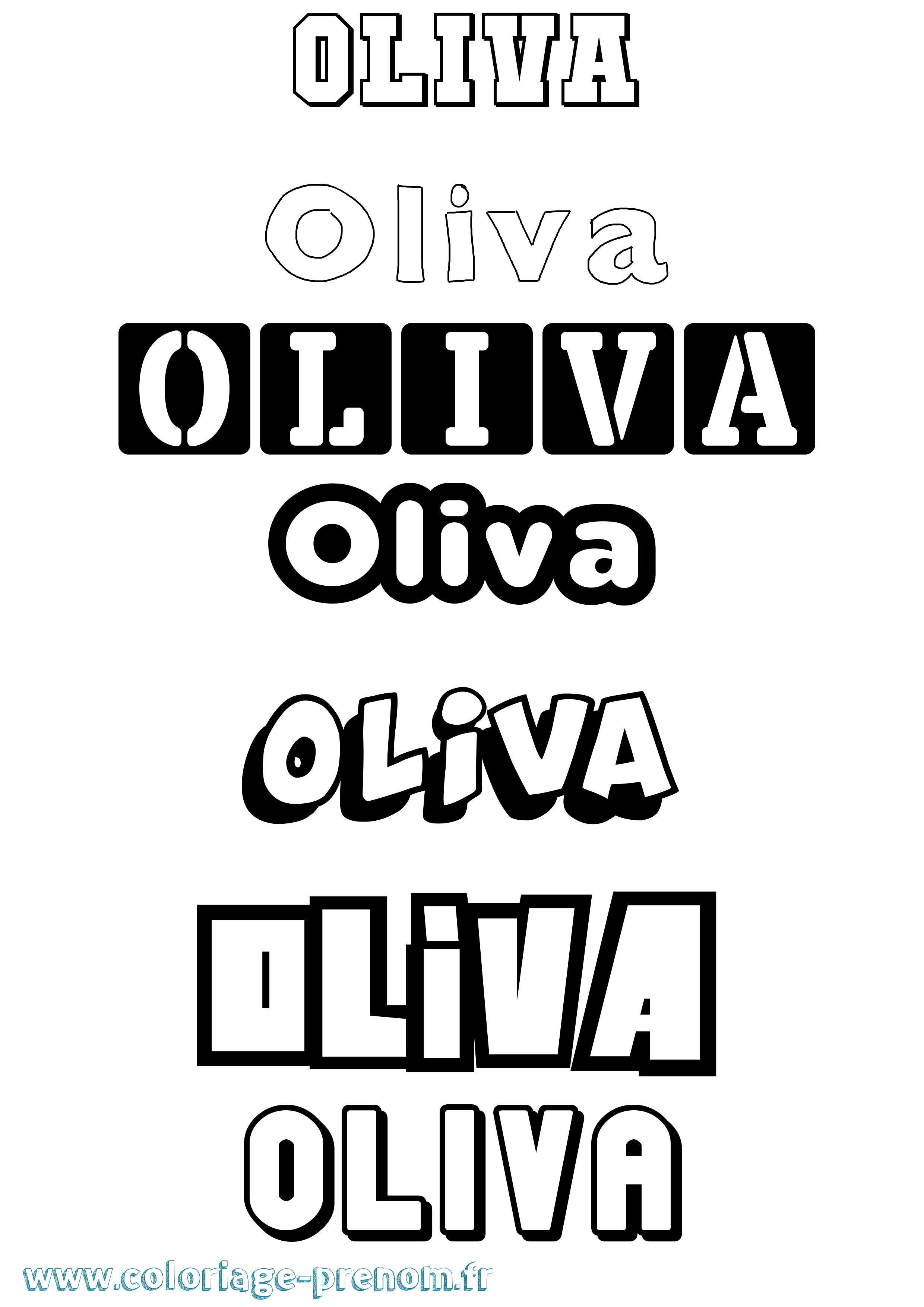 Coloriage prénom Oliva Simple