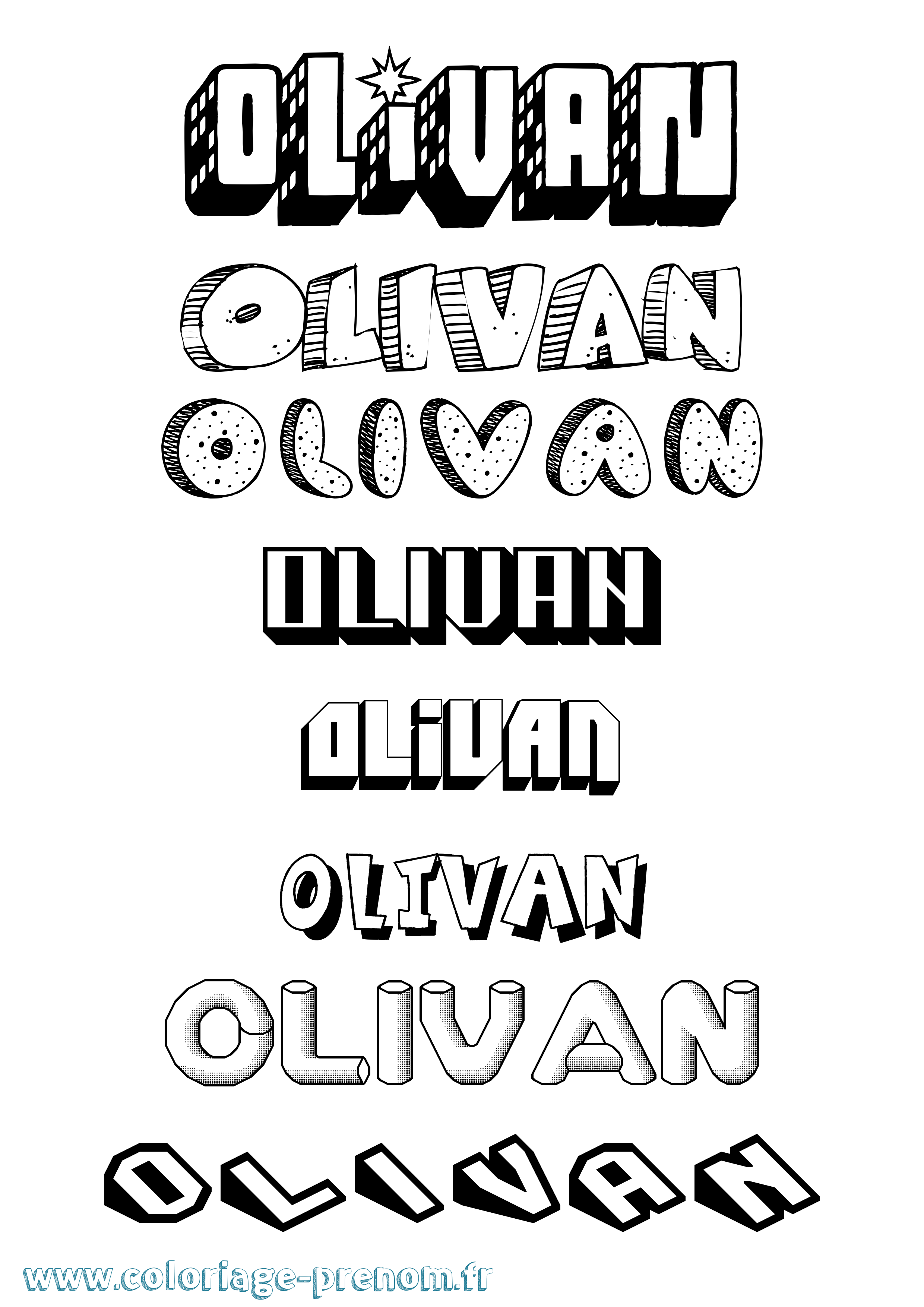 Coloriage prénom Olivan Effet 3D