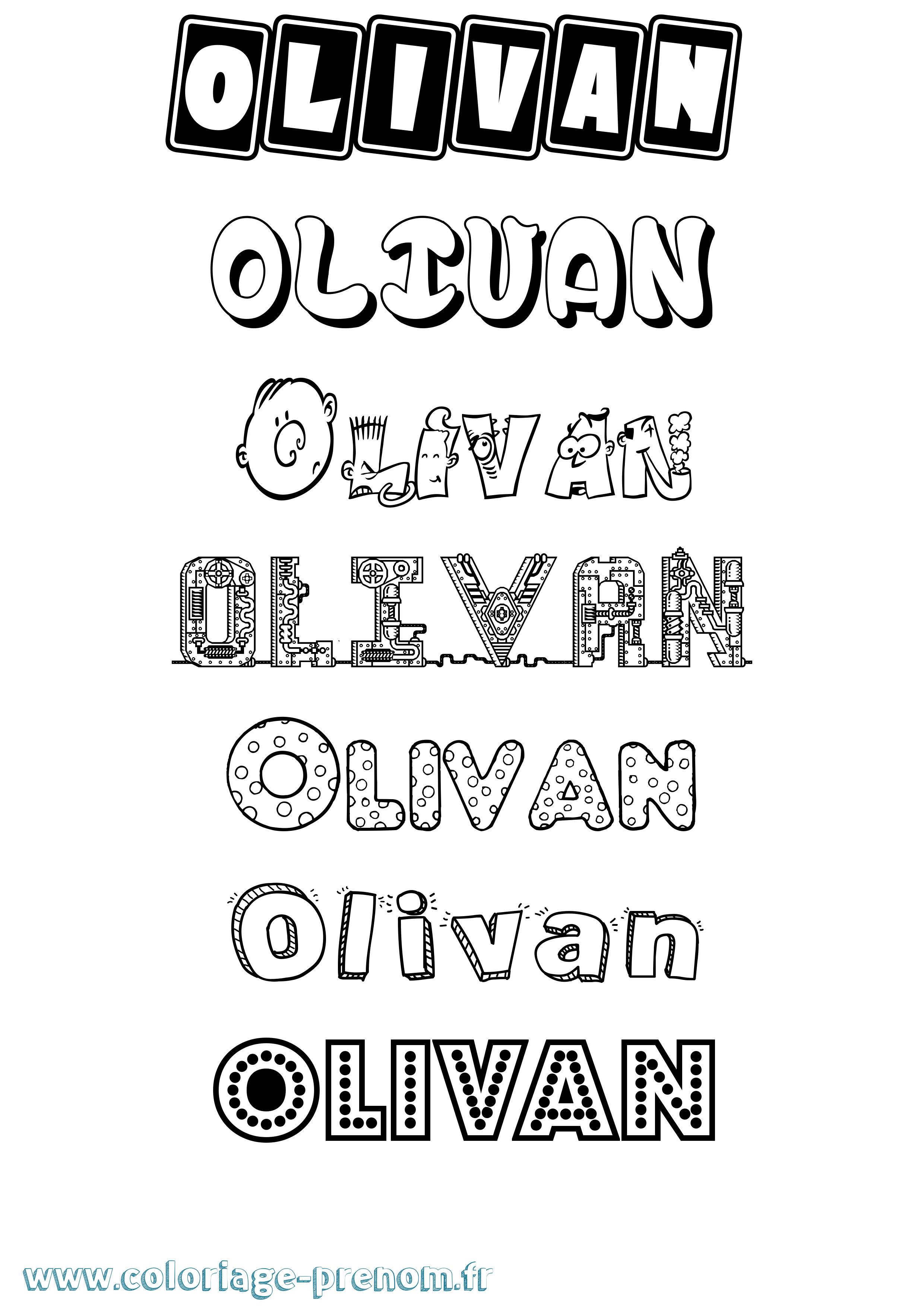 Coloriage prénom Olivan Fun