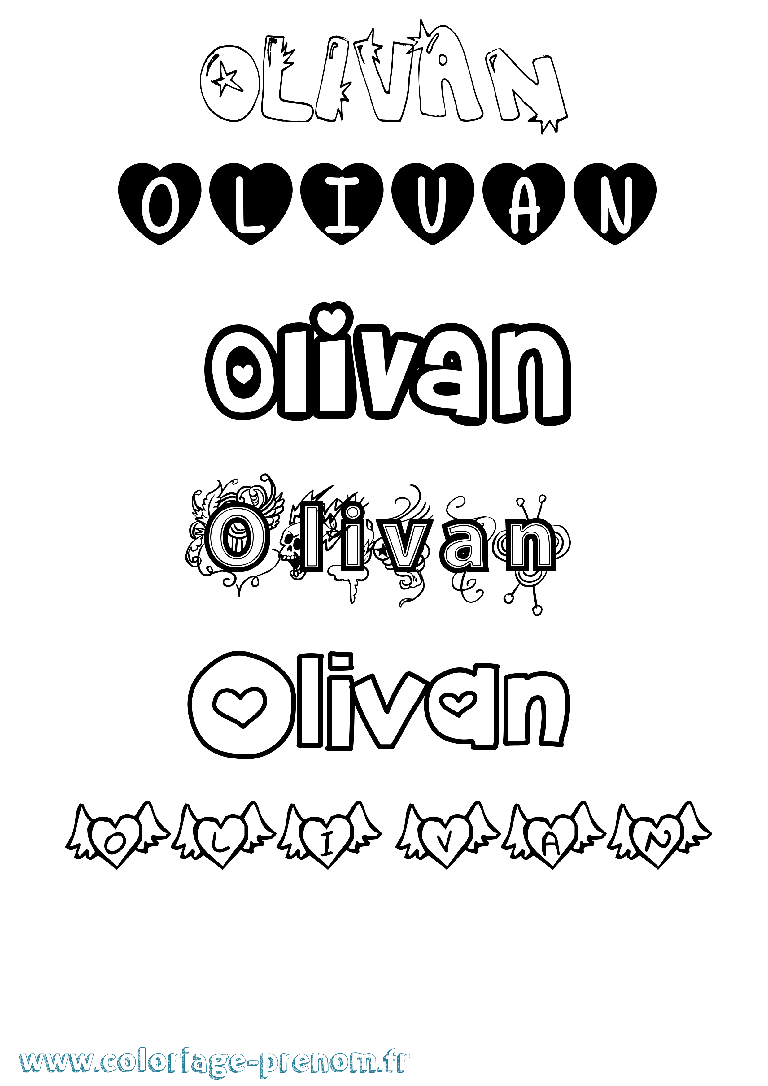 Coloriage prénom Olivan Girly