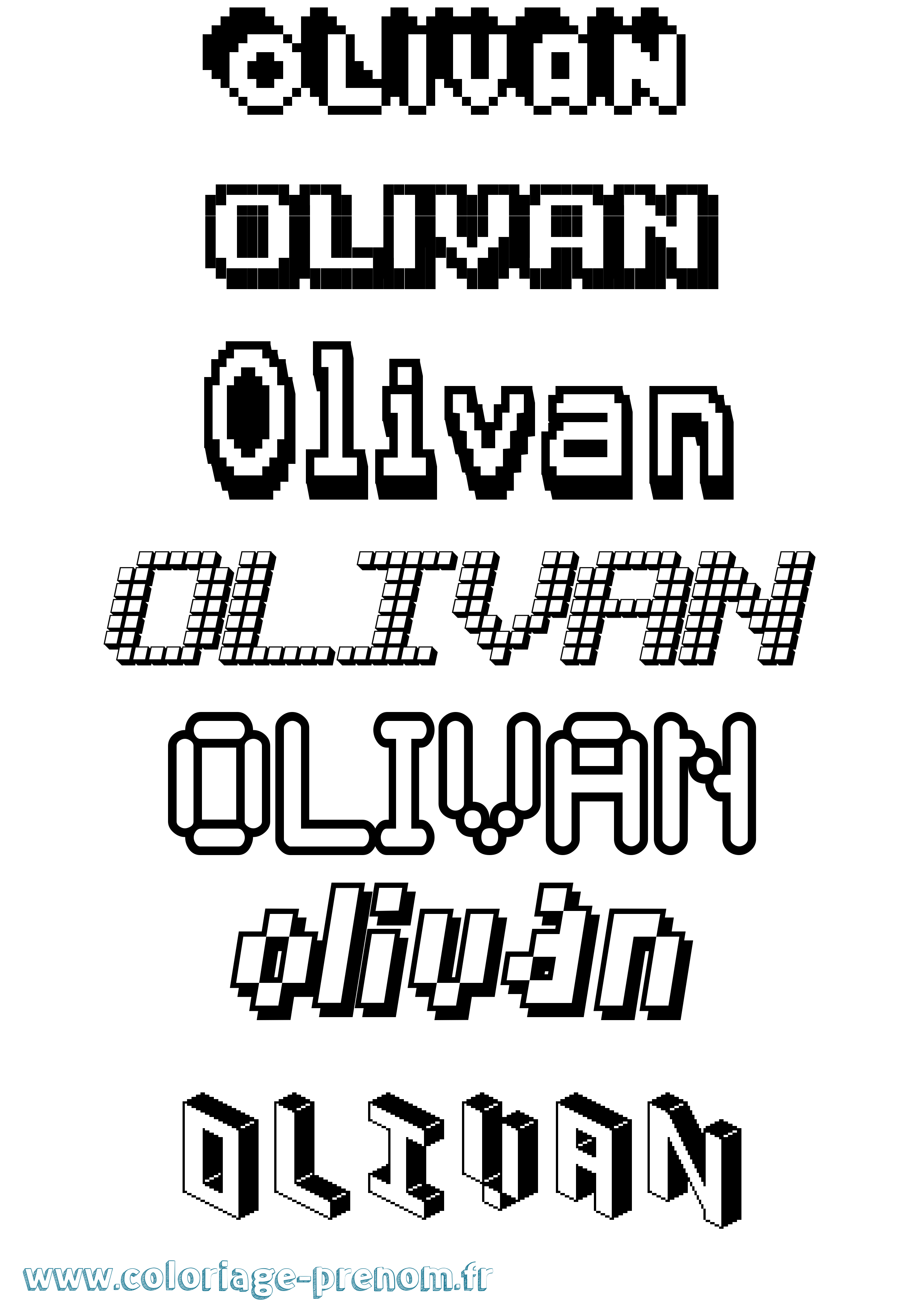 Coloriage prénom Olivan Pixel