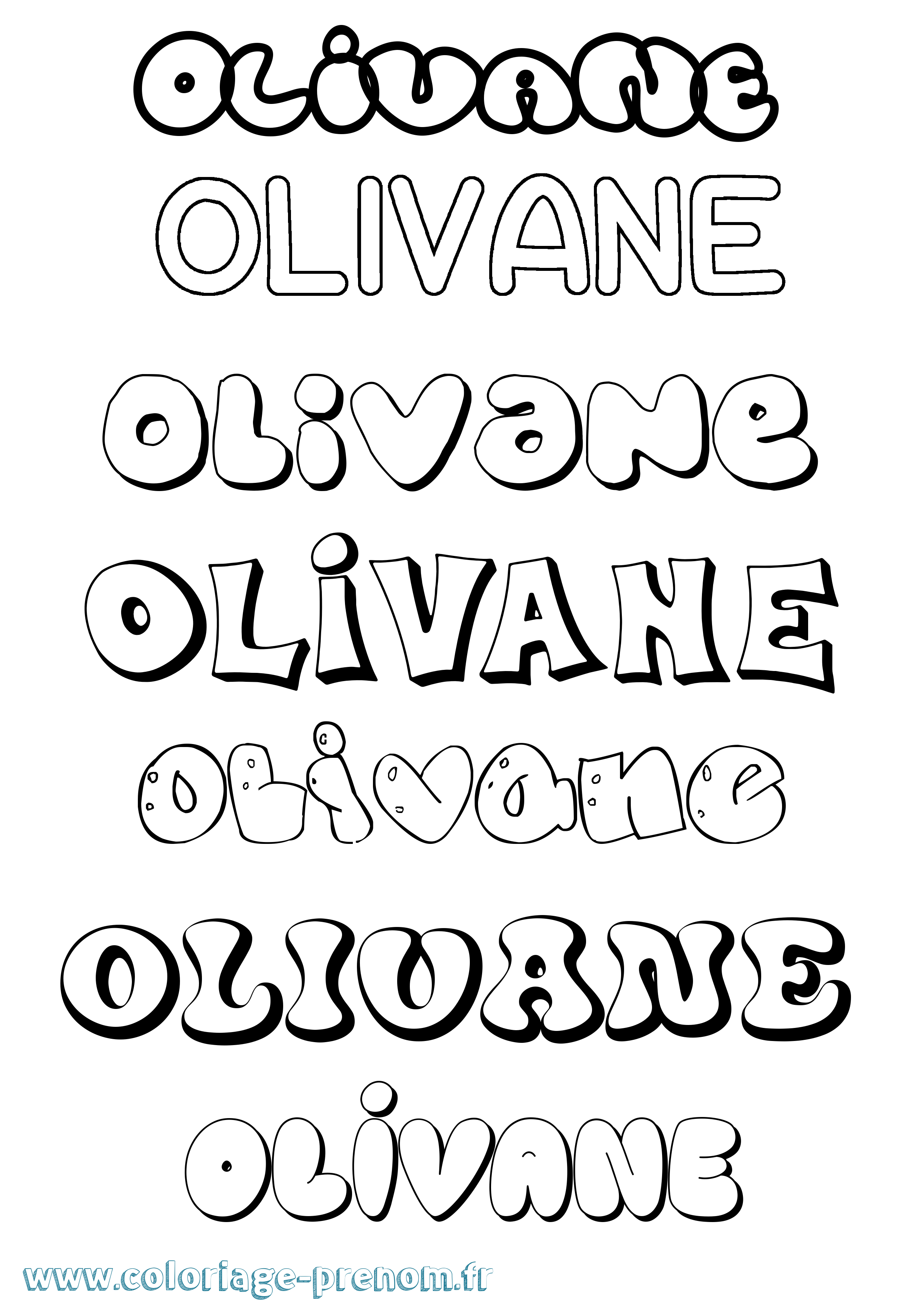 Coloriage prénom Olivane Bubble