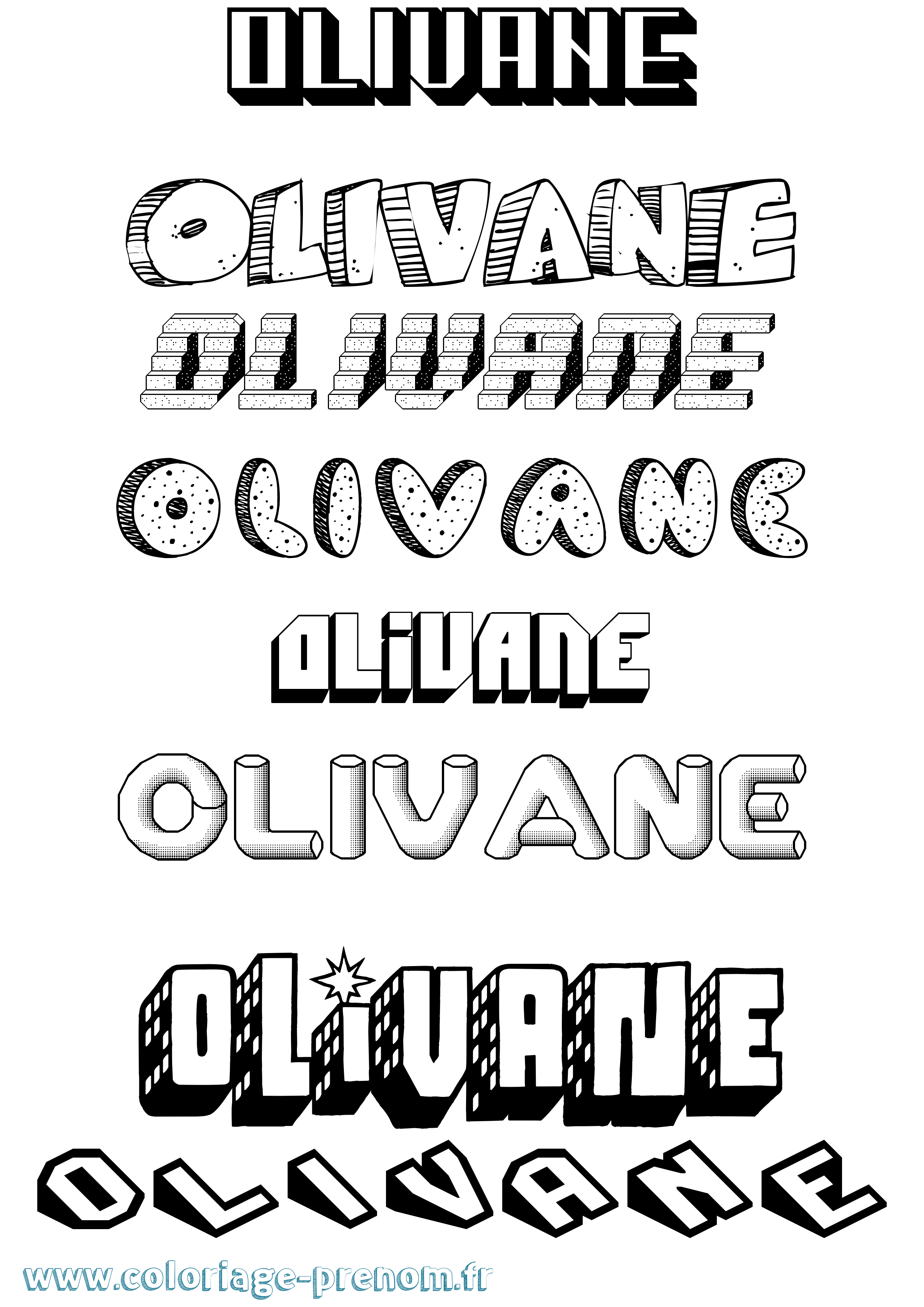 Coloriage prénom Olivane Effet 3D