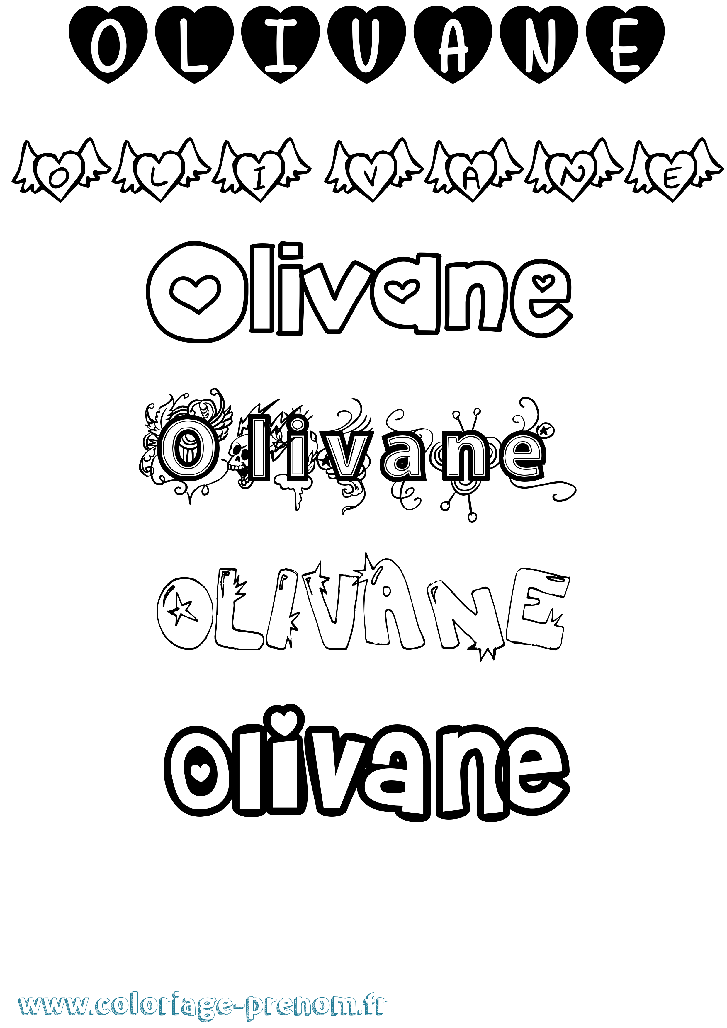 Coloriage prénom Olivane Girly