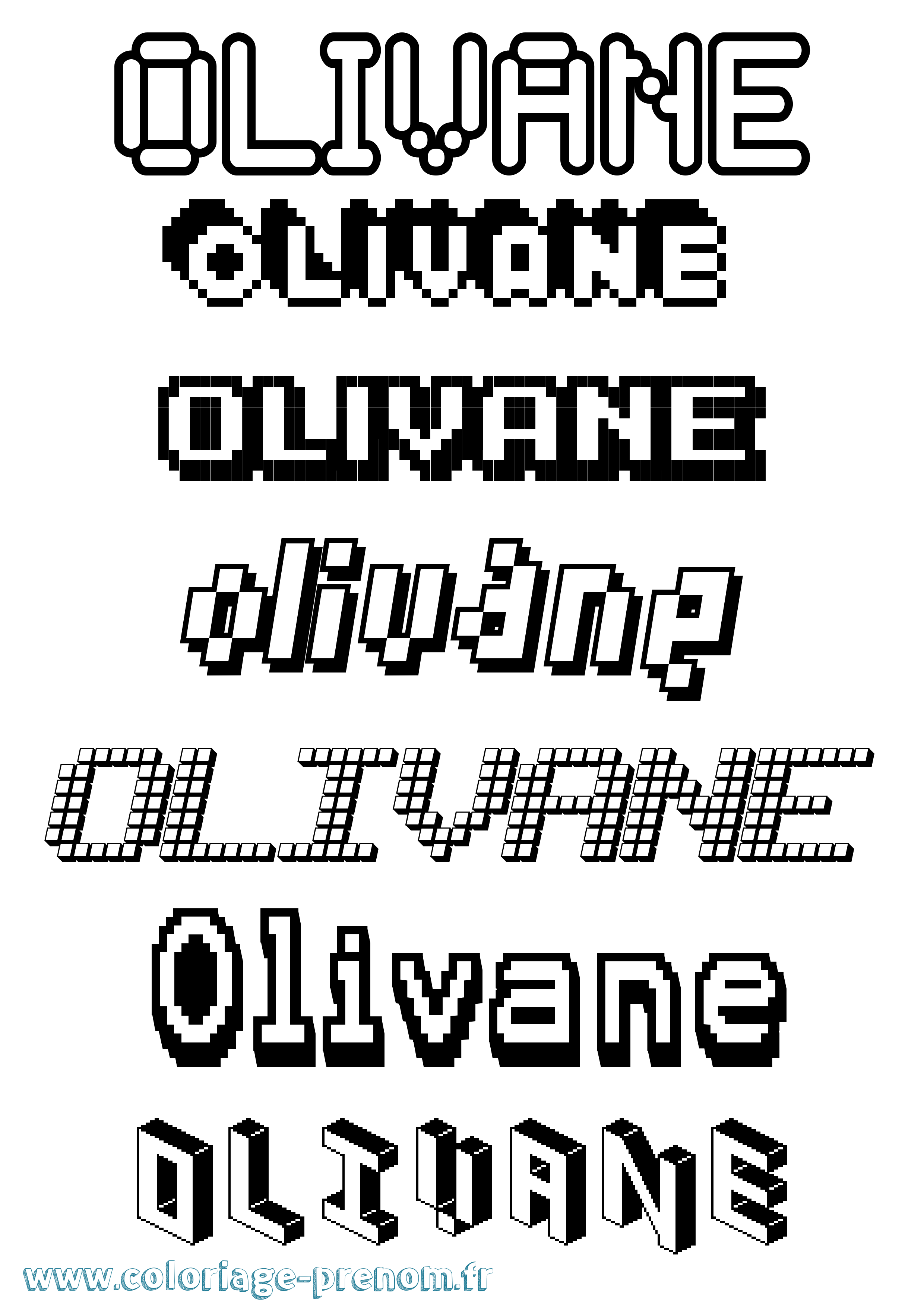 Coloriage prénom Olivane Pixel