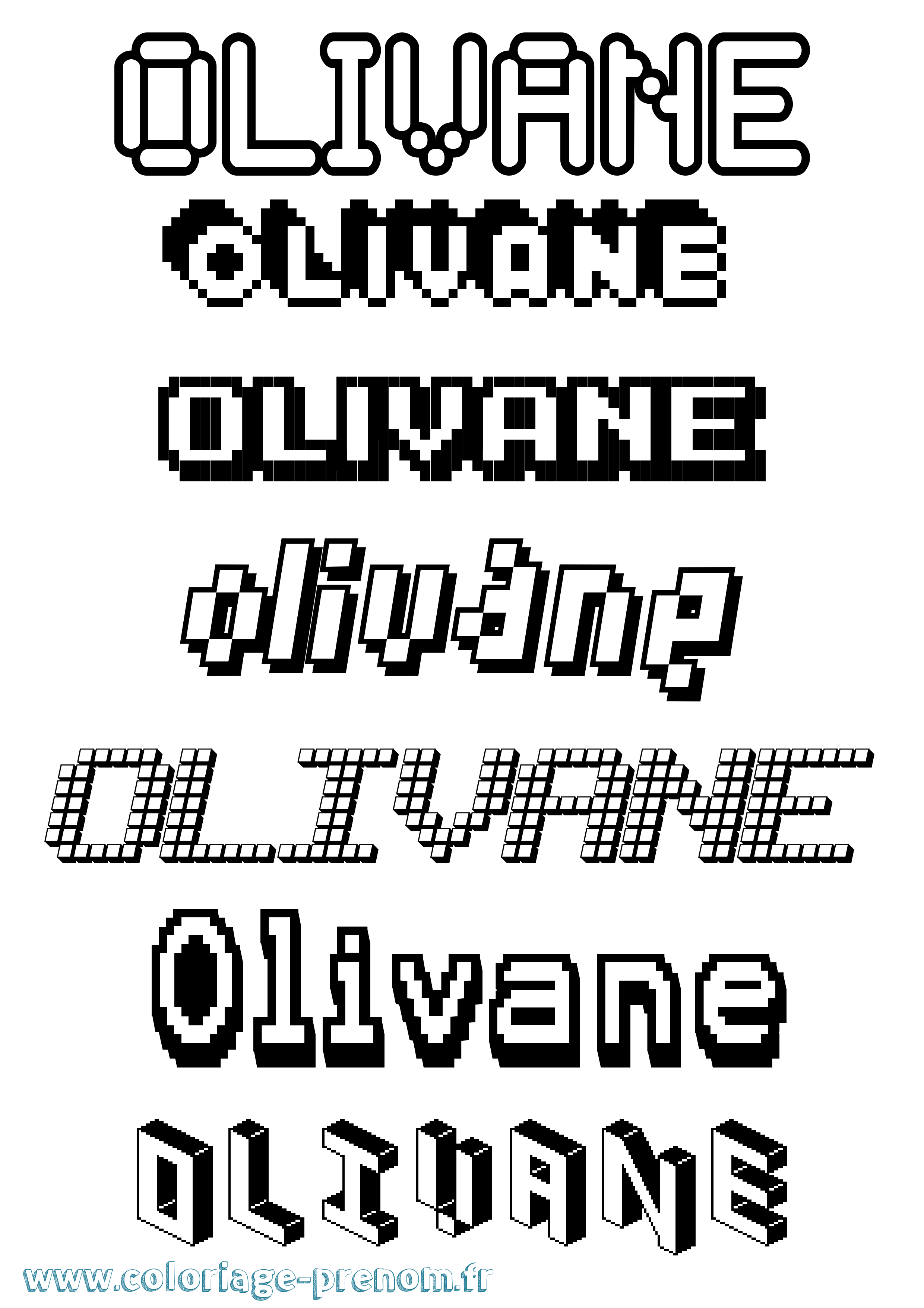 Coloriage Olivane Pixel Coloriage prénom Olivane Pixel