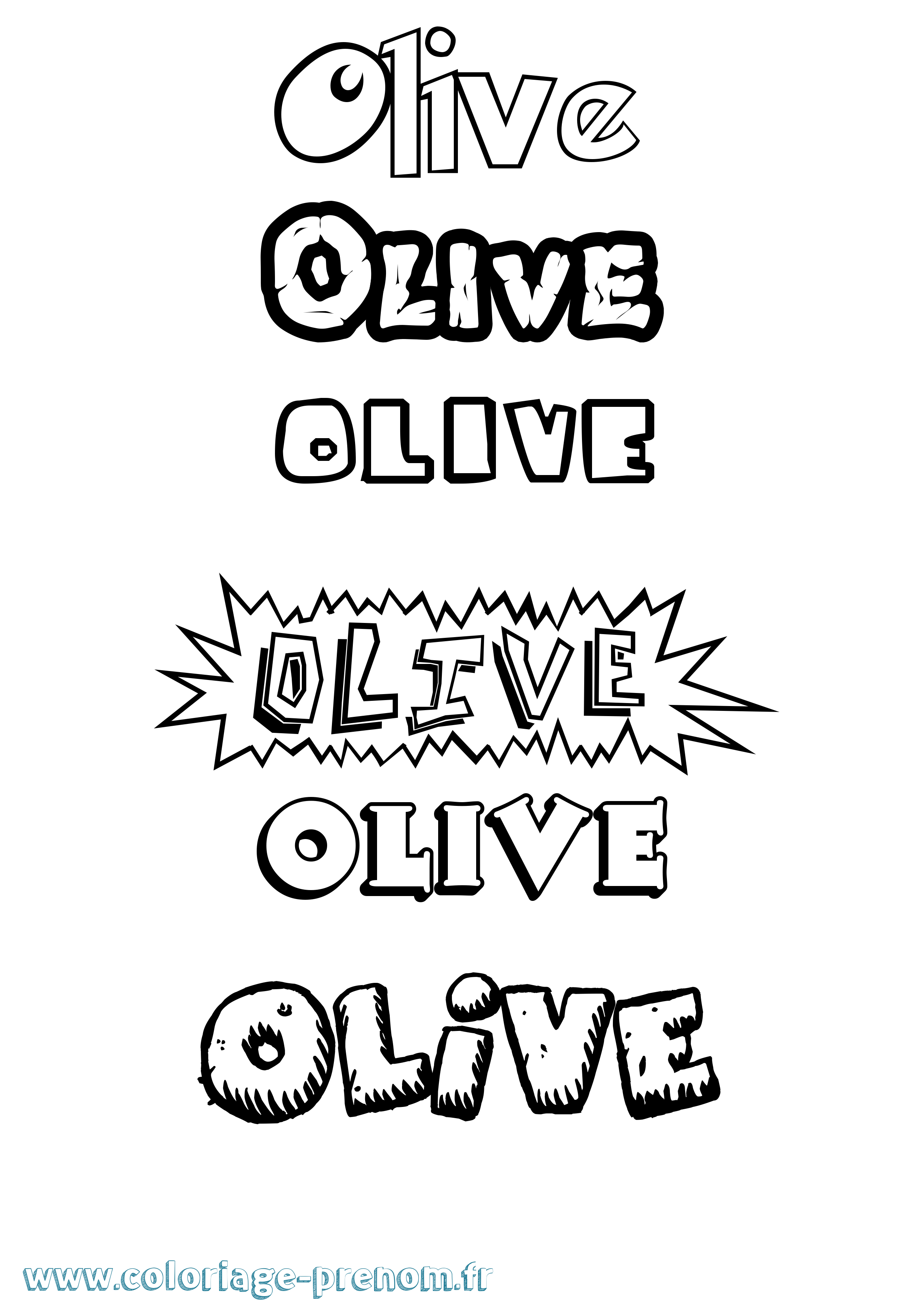 Coloriage prénom Olive Dessin Animé