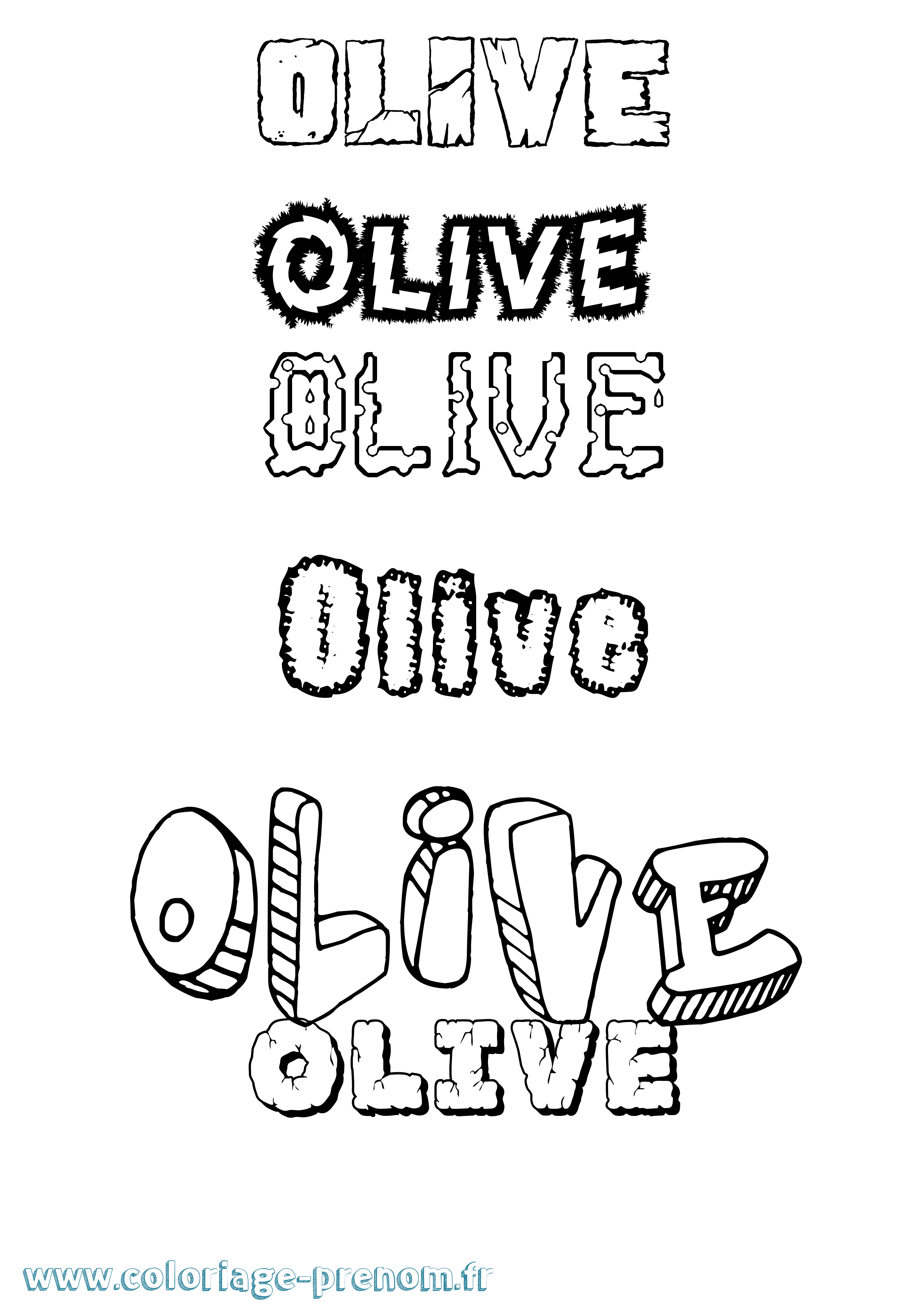 Coloriage prénom Olive Destructuré