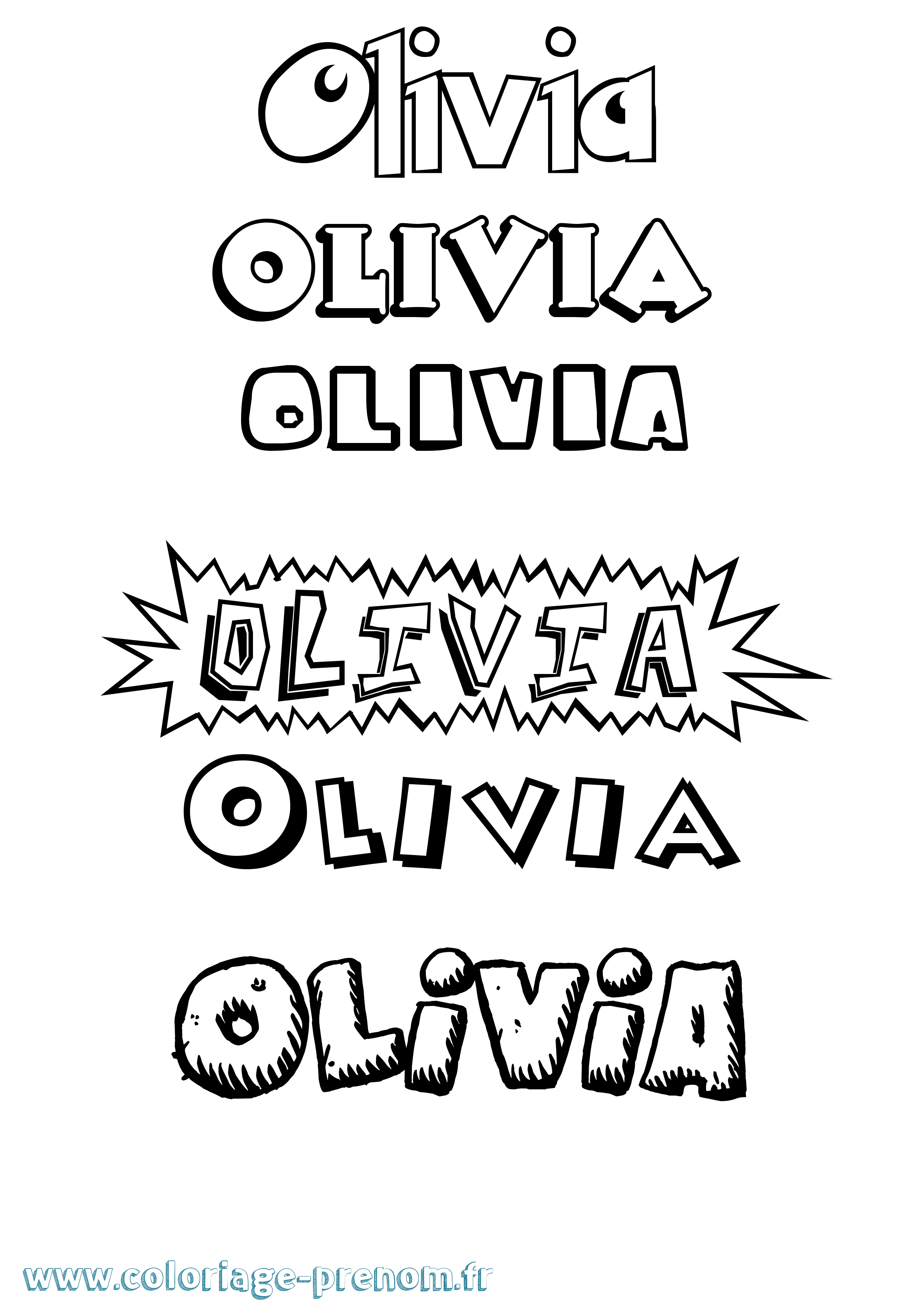 Coloriage prénom Olivia Dessin Animé
