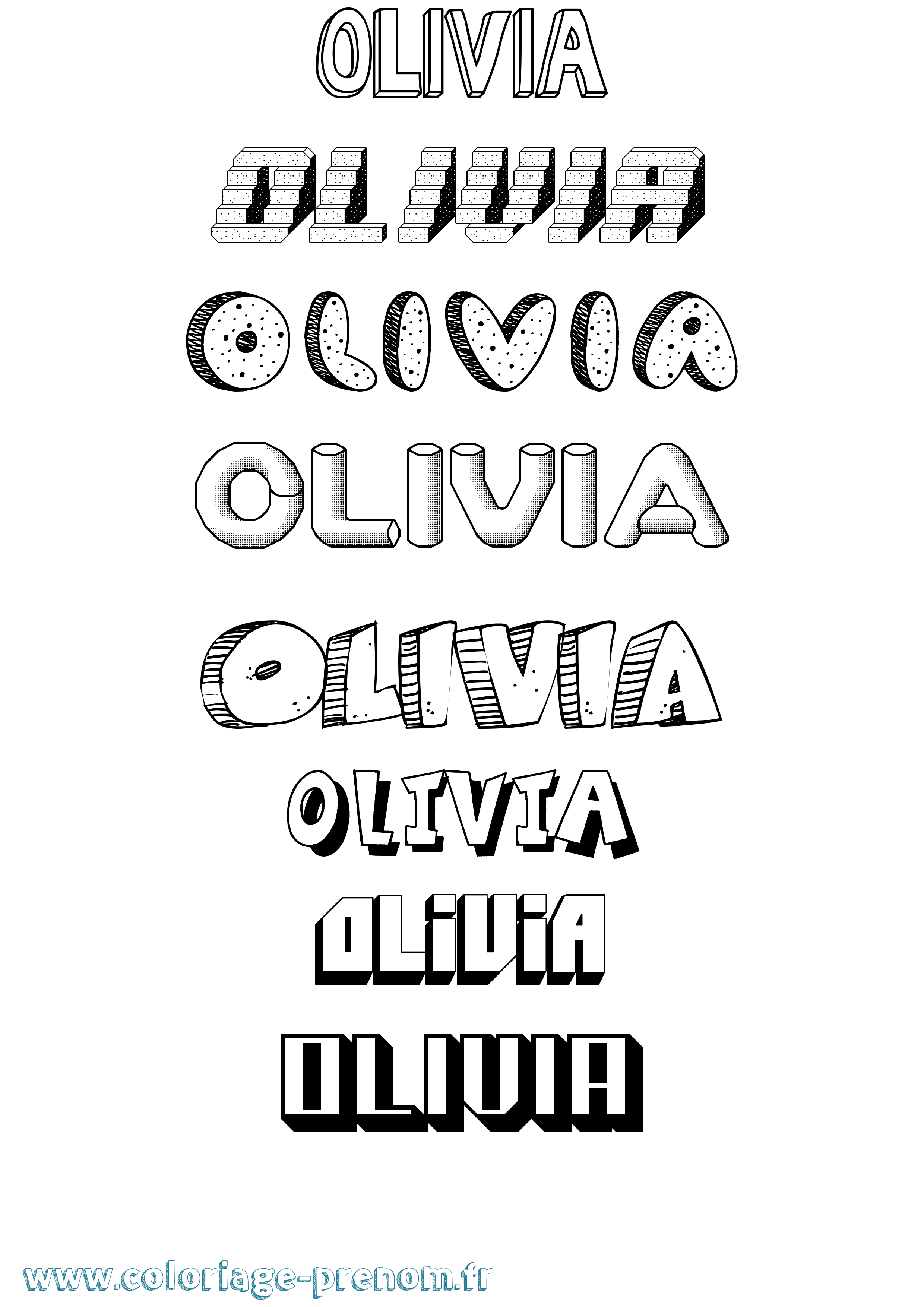 Coloriage Olivia Effet 3D Coloriage prénom Olivia Effet 3D