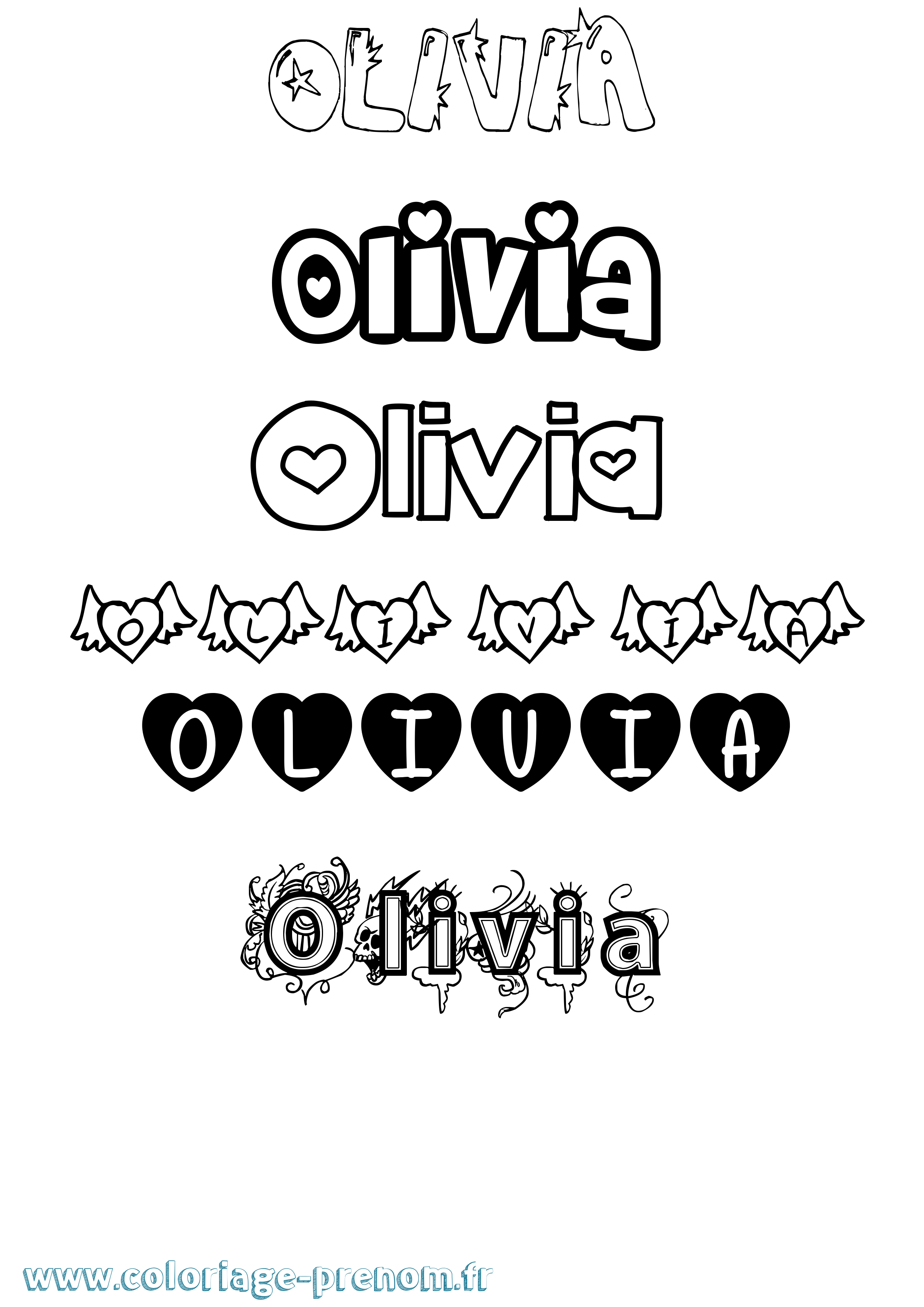 Coloriage Olivia Girly Coloriage prénom Olivia Girly