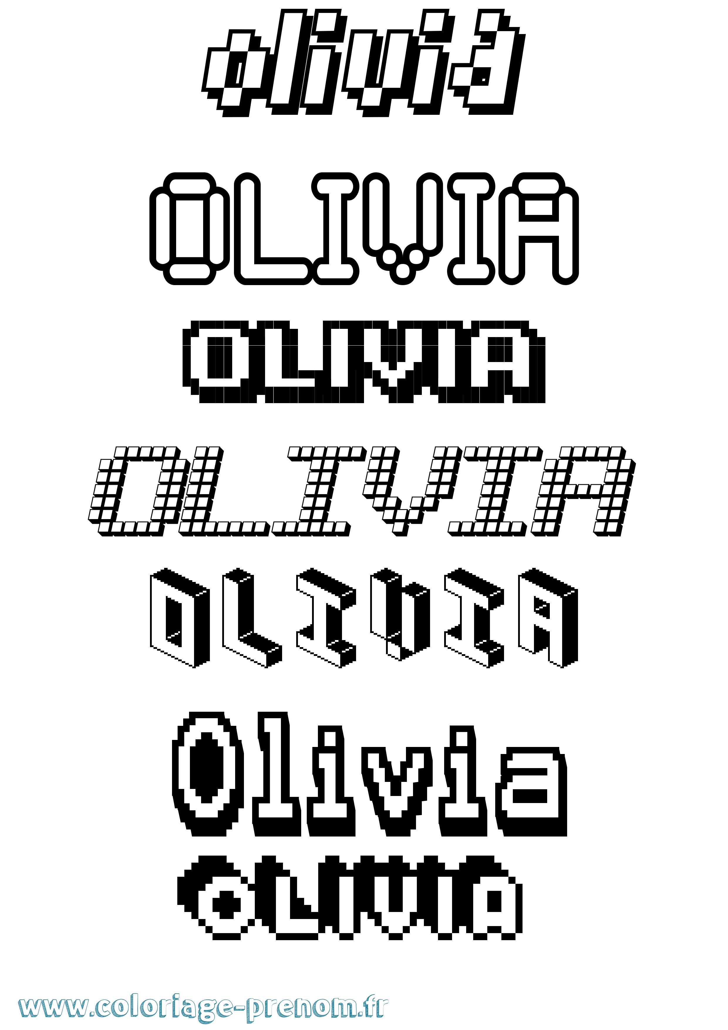 Coloriage Olivia Pixel Coloriage prénom Olivia Pixel