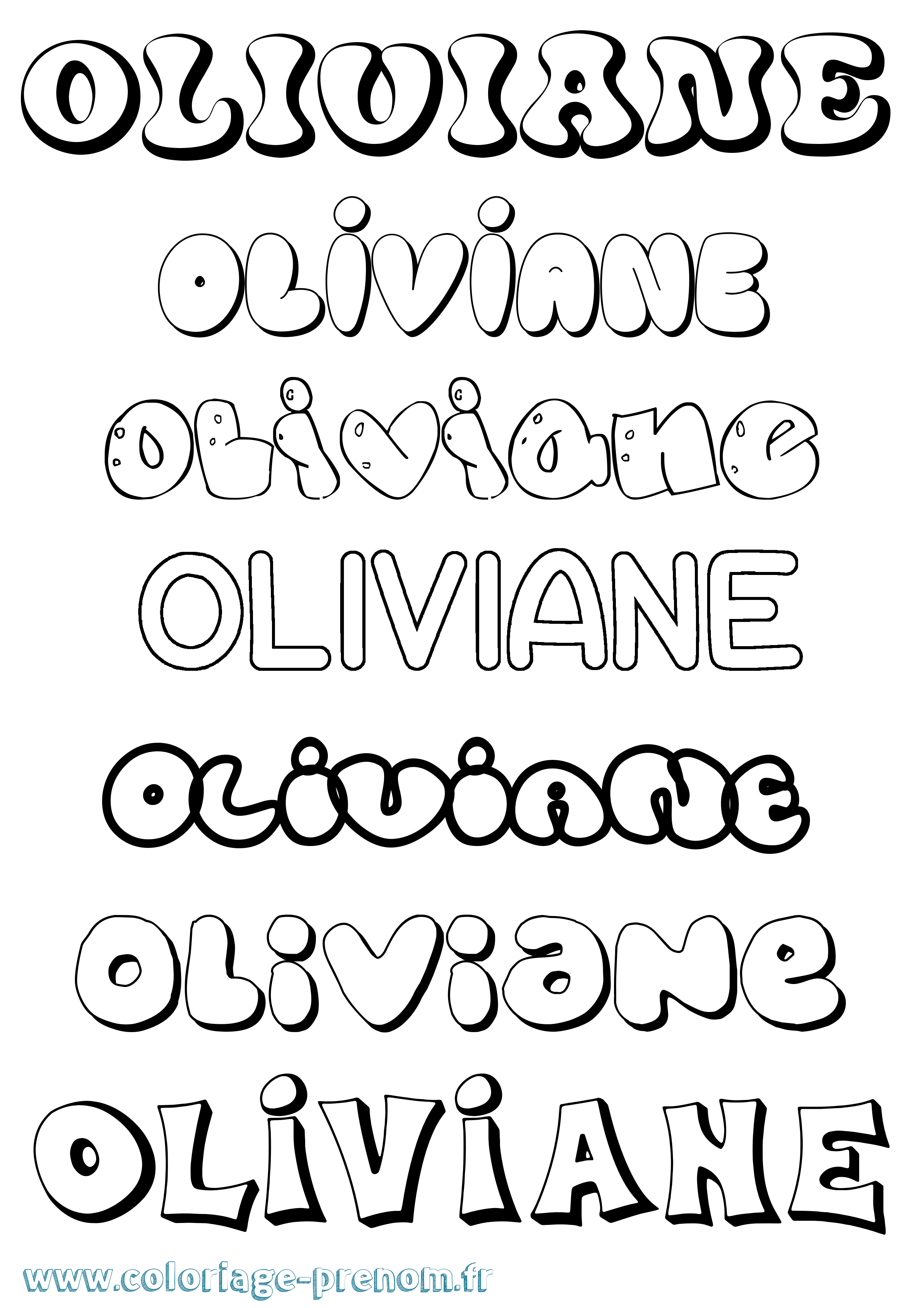 Coloriage prénom Oliviane Bubble