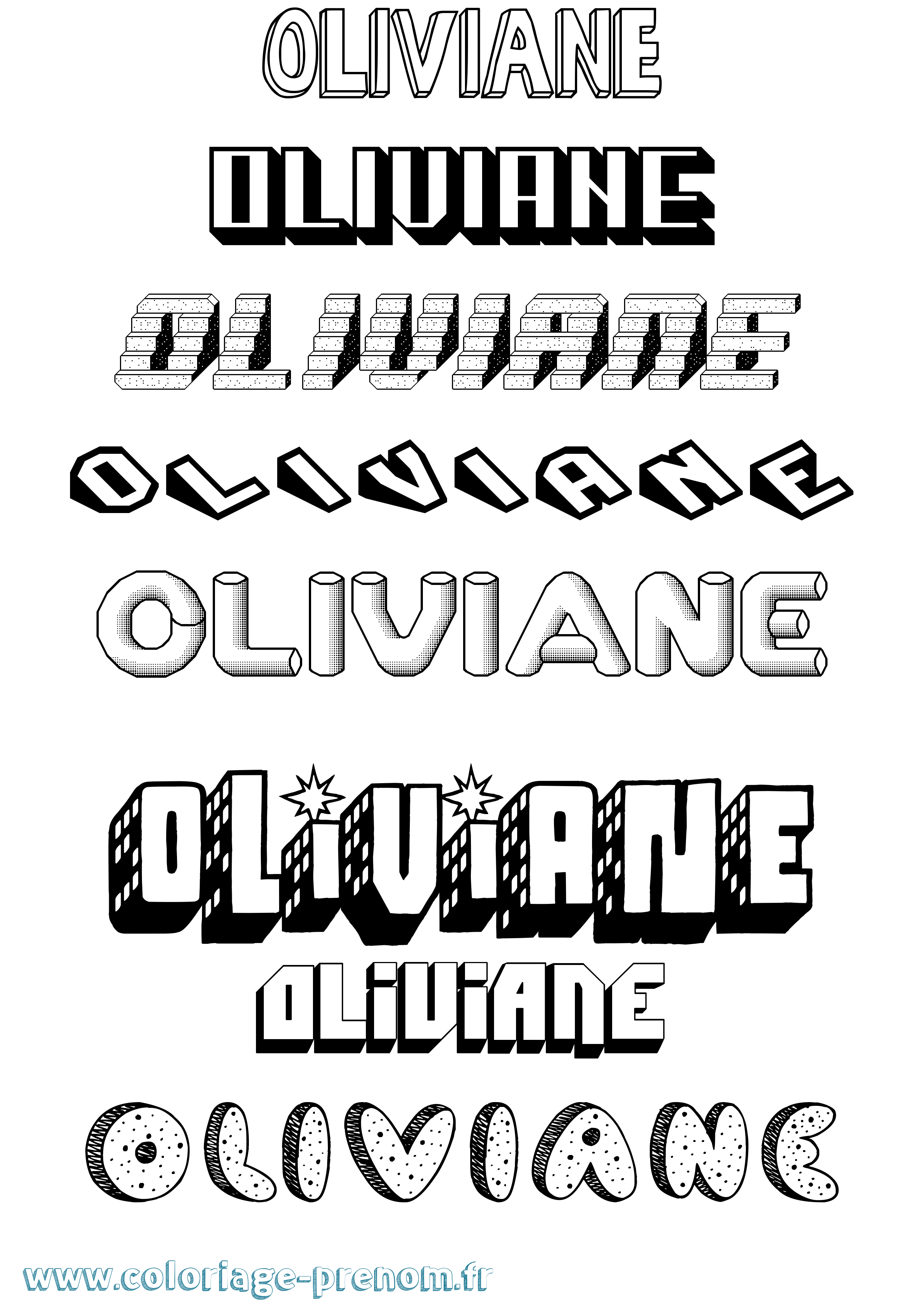 Coloriage prénom Oliviane Effet 3D