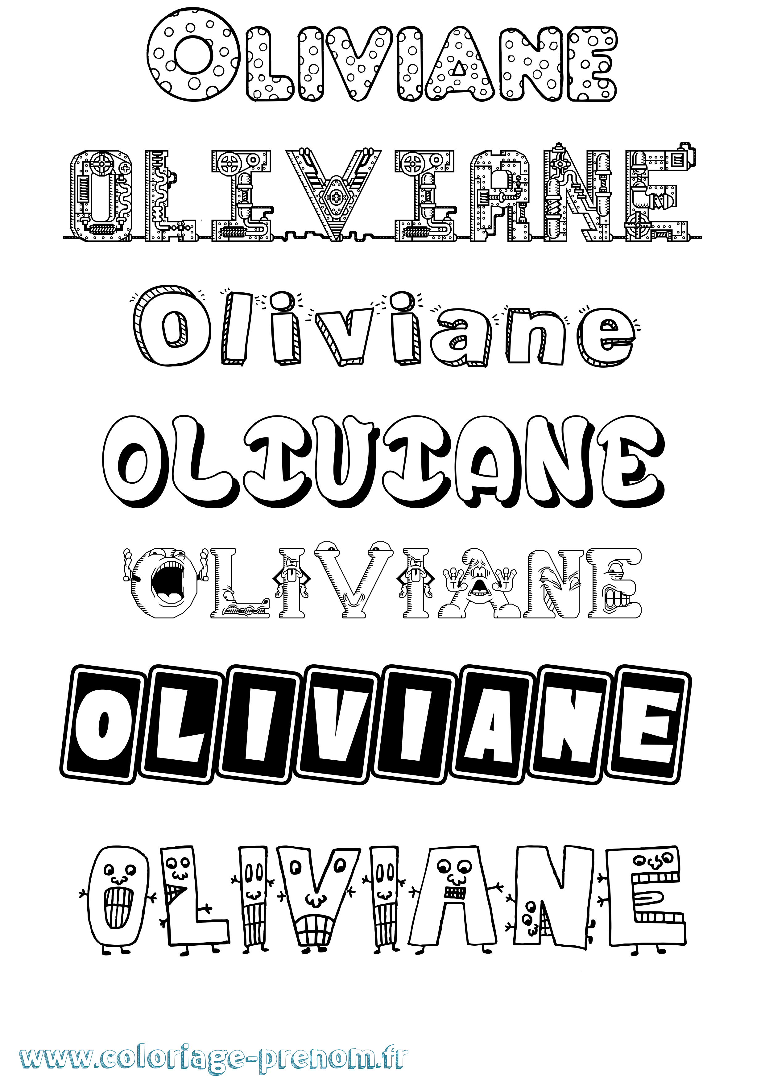 Coloriage prénom Oliviane Fun