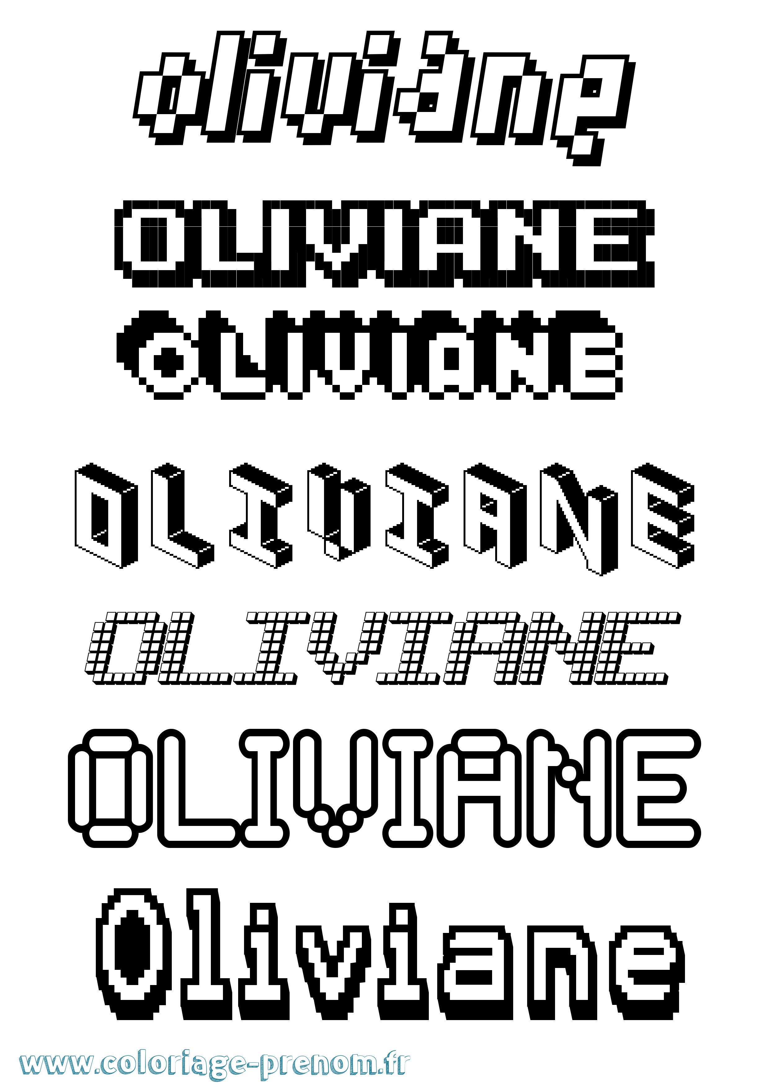Coloriage prénom Oliviane Pixel